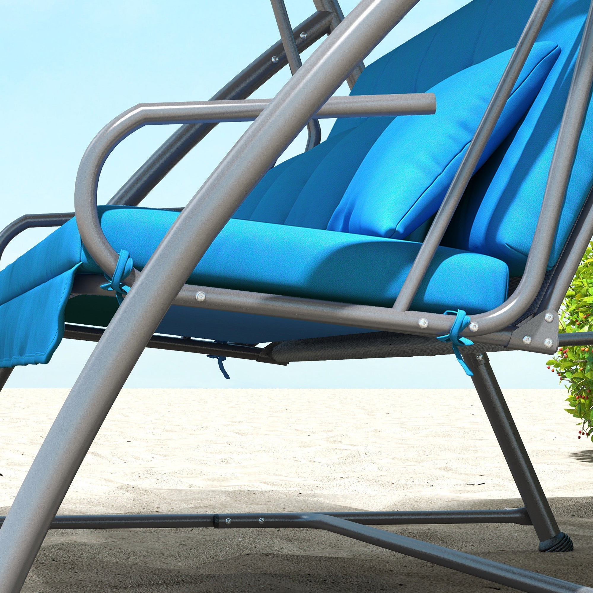 Cushion Set for Hollywood Swing 170 cm Seat Cushion Swing Cushion Garden Swing Garden Cushion Back Cushion Side Cushion Blue