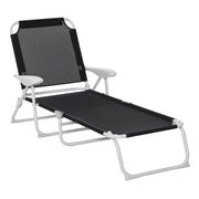 Reclining Chair Sun Lounger Foldable Beach Lounger 4-Position Garden Lounger Mesh Fabric Black 186 x 66 x 80 cm