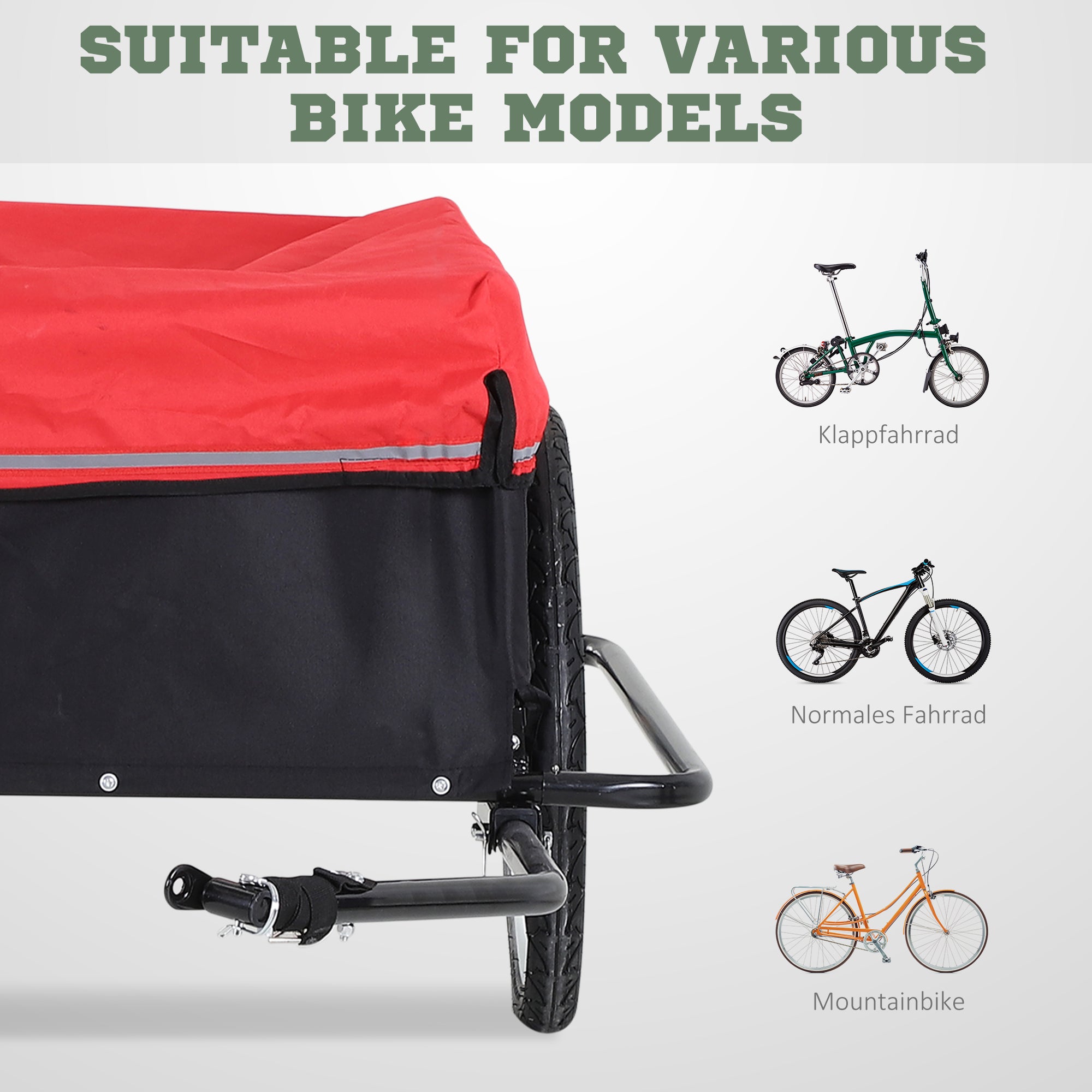 Folding Bike Trailer Cargo Trailer with Coupling, Transport Cart up to 40 kg Load Capacity, Transport Trailer Trailer for Bicycle Handcart 140 x 88 x 60 cm