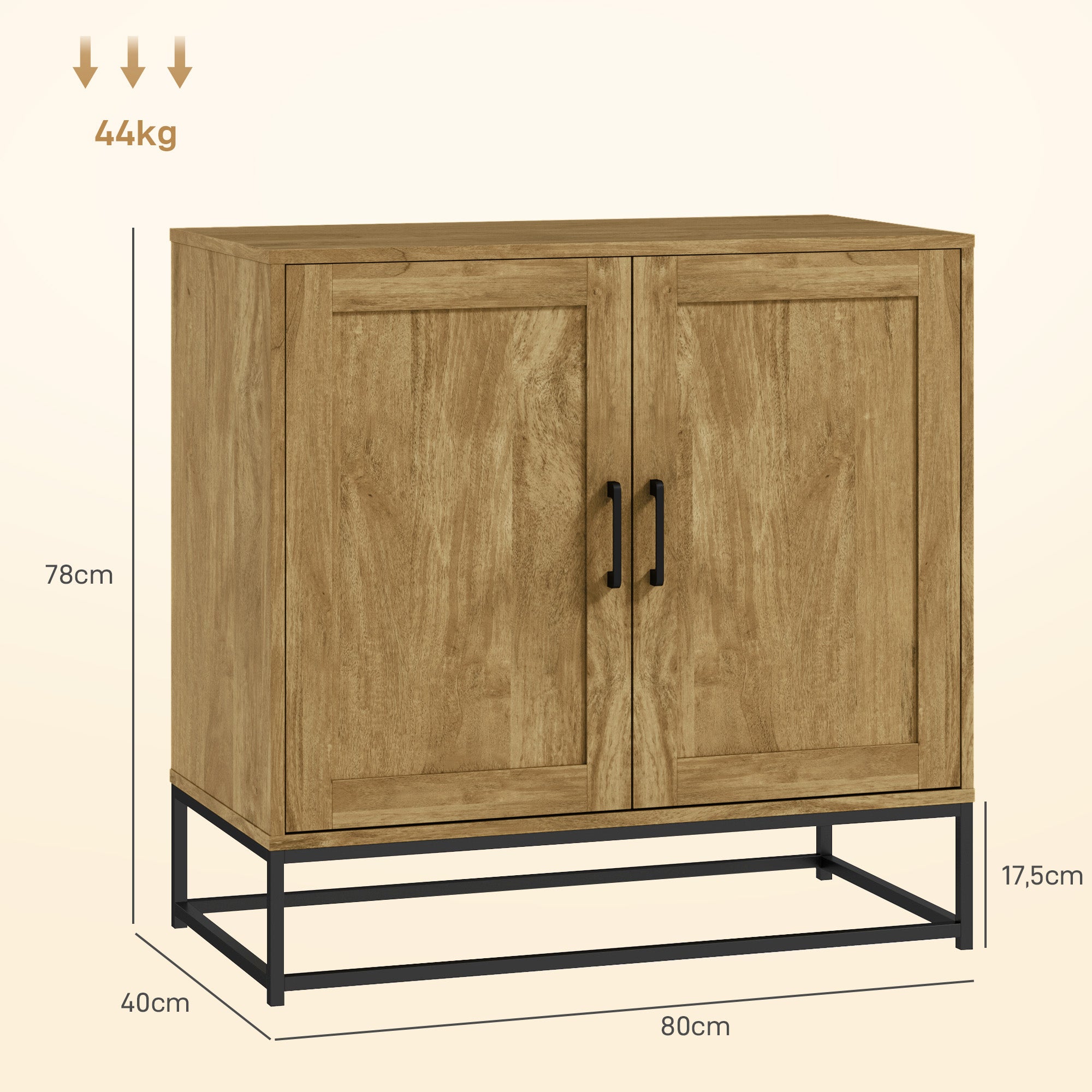 Modern Style Buffet Cabinet with 2 Doors, Adjustable Shelf - Dining and Living Room Sideboard, 80 x 40 x 78 cm, Natural Wood