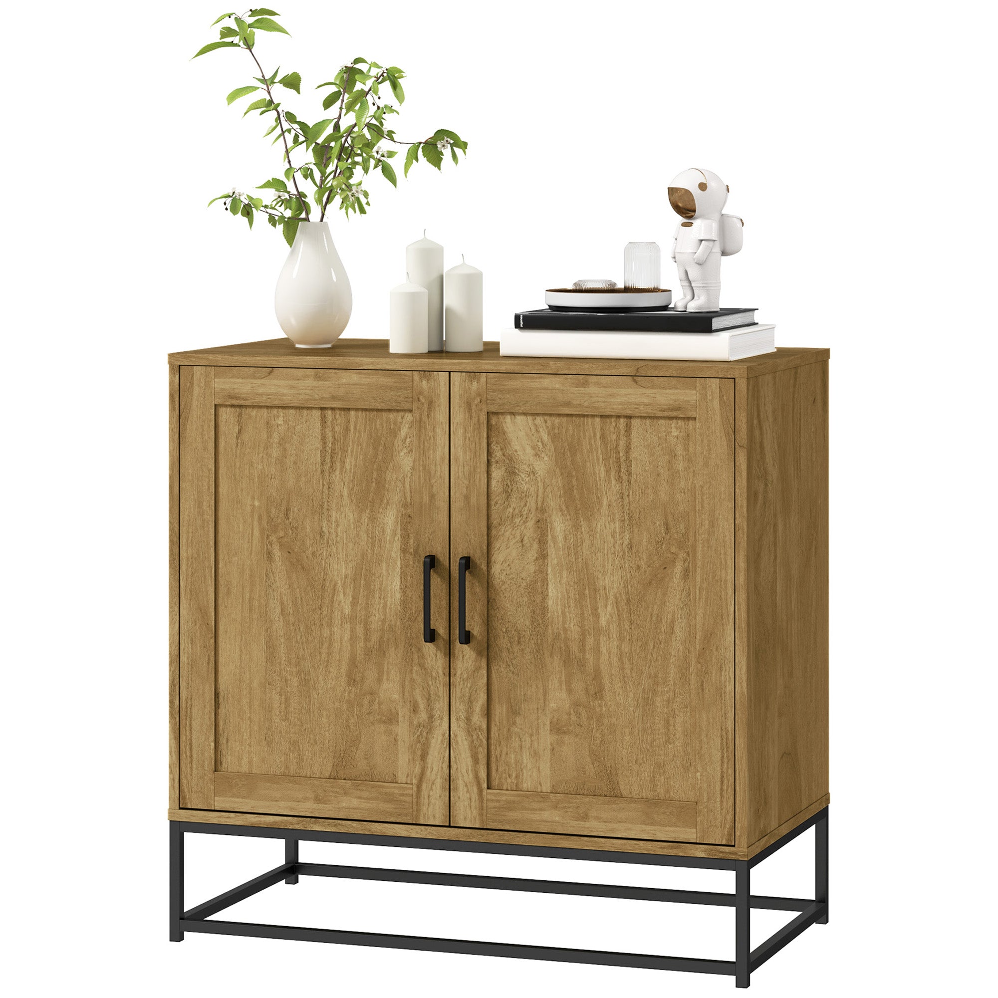 Modern Style Buffet Cabinet with 2 Doors, Adjustable Shelf - Dining and Living Room Sideboard, 80 x 40 x 78 cm, Natural Wood