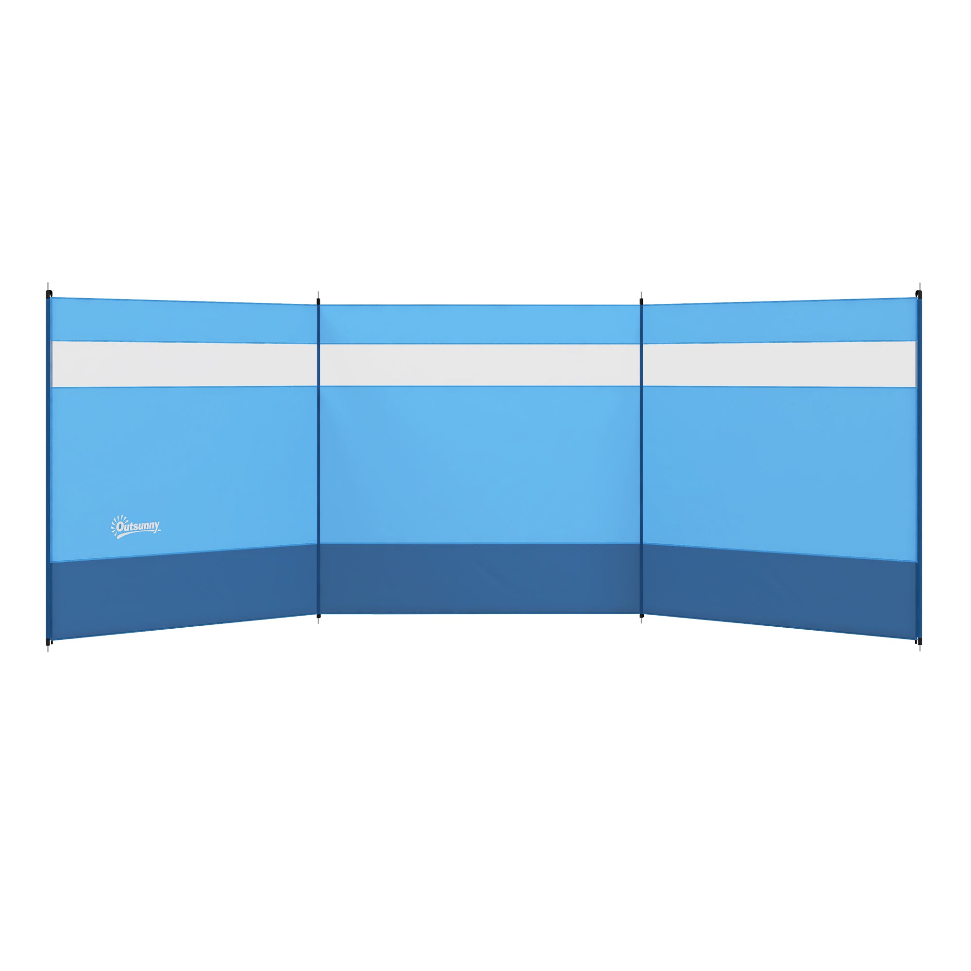 Folding Windbreak Camping Privacy Screen with Light Source Window, Pegs, Ropes, Windbreak Fence Beach Windshield Sun Shade for Camping Garden, Beach, Patio 440 x 140 cm Blue