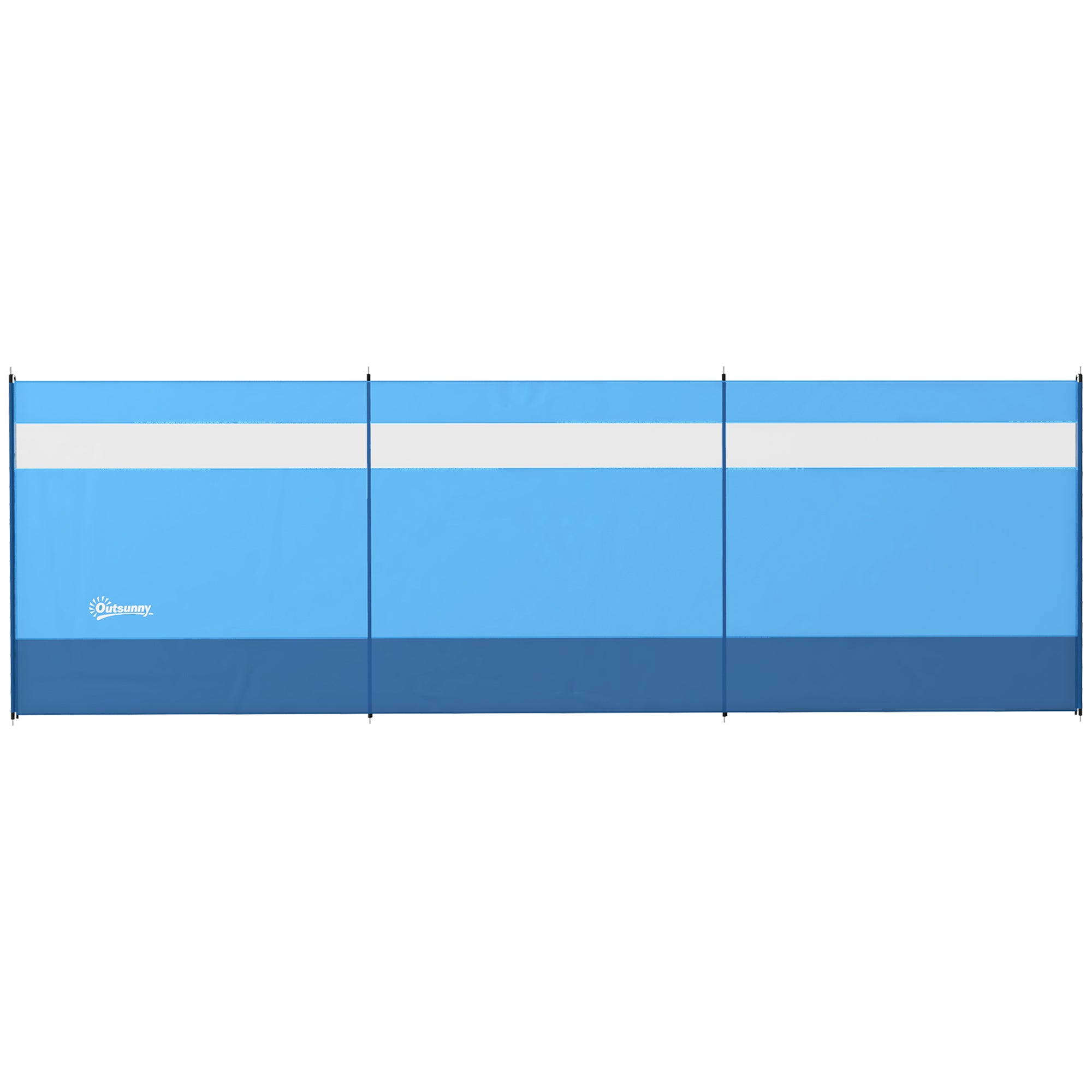 Folding Windbreak Camping Privacy Screen with Light Source Window, Pegs, Ropes, Windbreak Fence Beach Windshield Sun Shade for Camping Garden, Beach, Patio 440 x 140 cm Blue