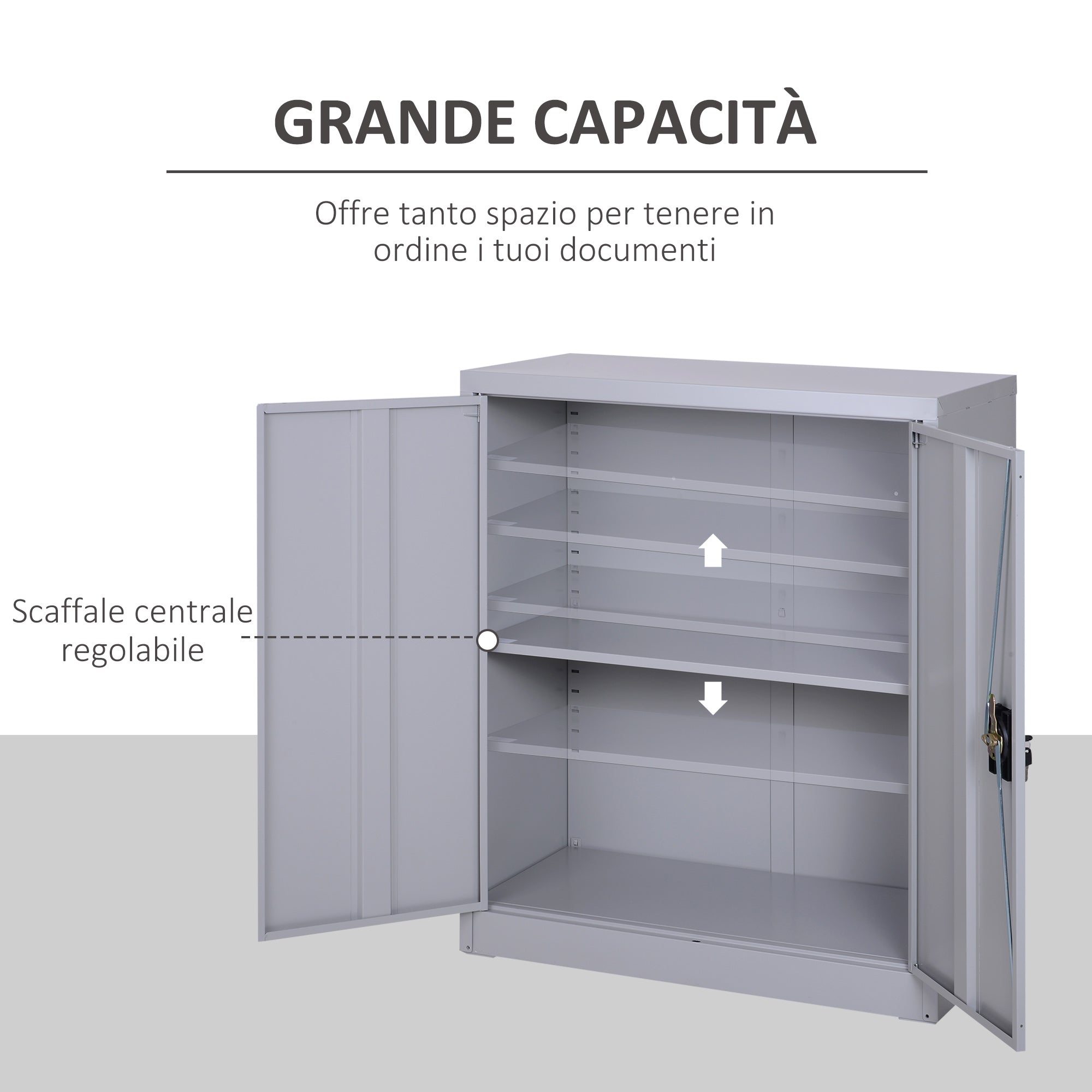 Cabinet Mobile Adjustable Shelf Secure Lock for Home Office Garage Steel 80x40x92.5cm Gray