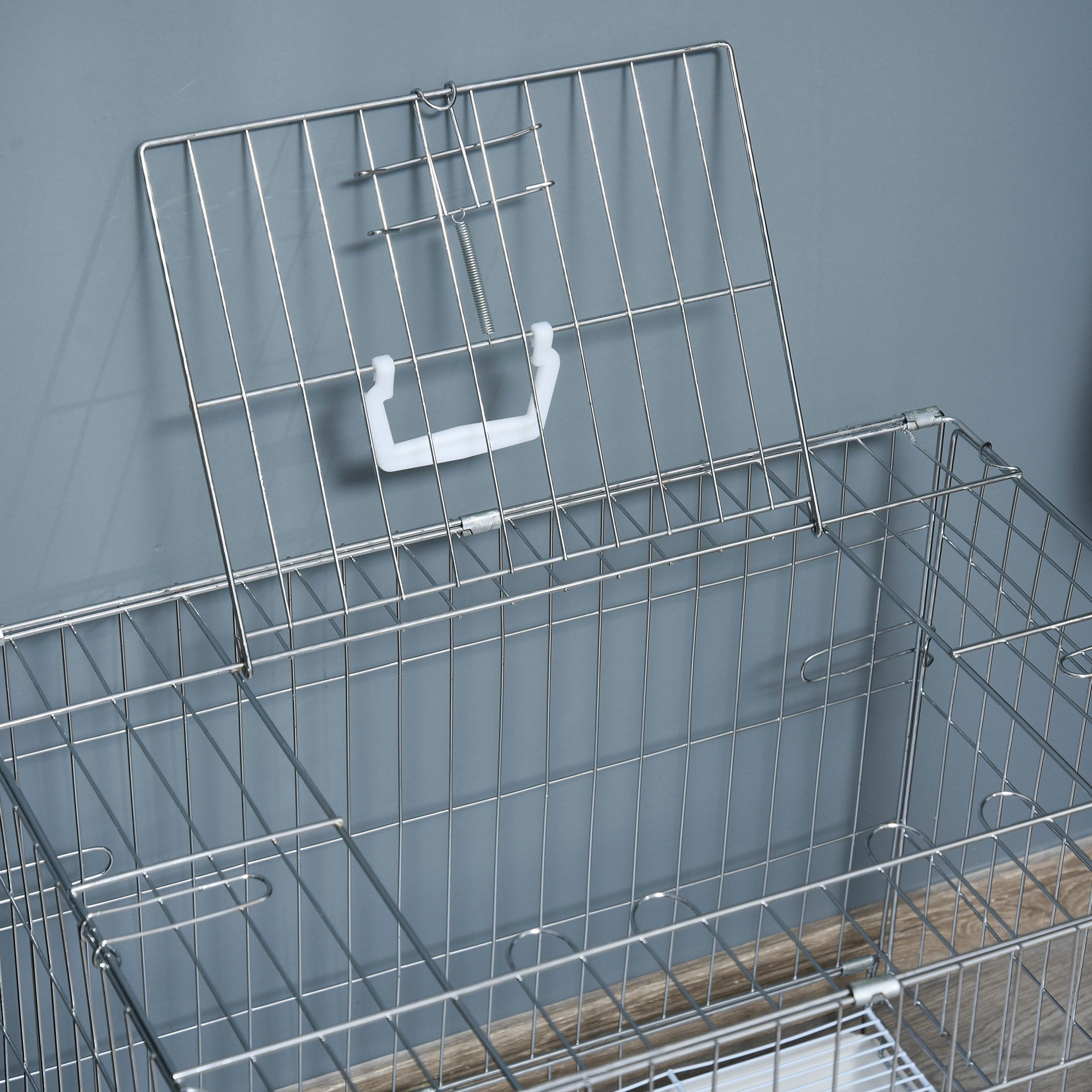 Foldable Metal Wire Dog Crate with Removable Tray, 1 Door with Lock - 61 x 43 x 50 cm White