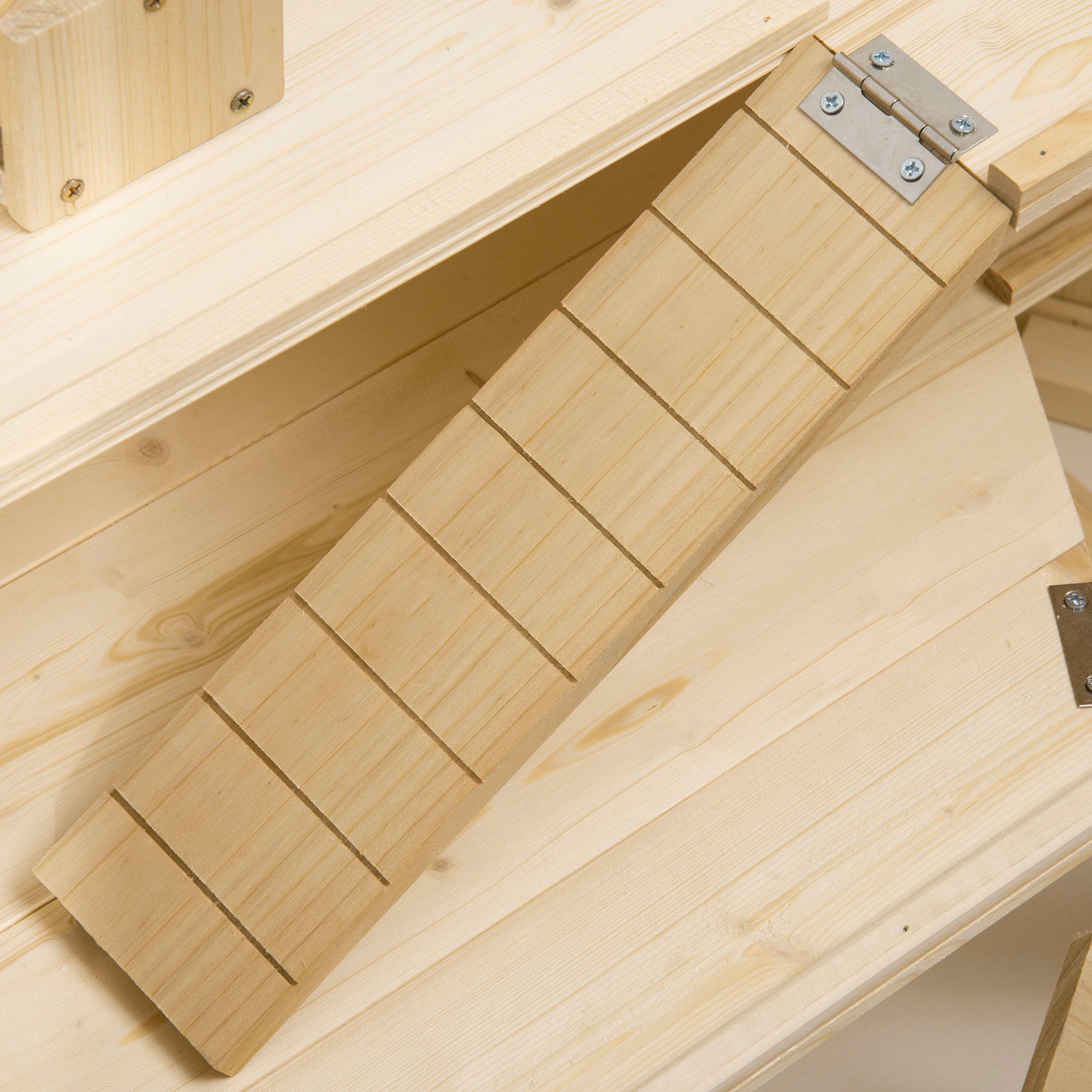 Hamster Cage made of Wood 3 Levels Terrarium Rodent Cage Small Animal Cage with Folding Lid Viewing Window Ramp Feeding Bowl Accessories, Small Animal House Wooden Cage Cage for Hamster 115x60x55cm Natural Wood