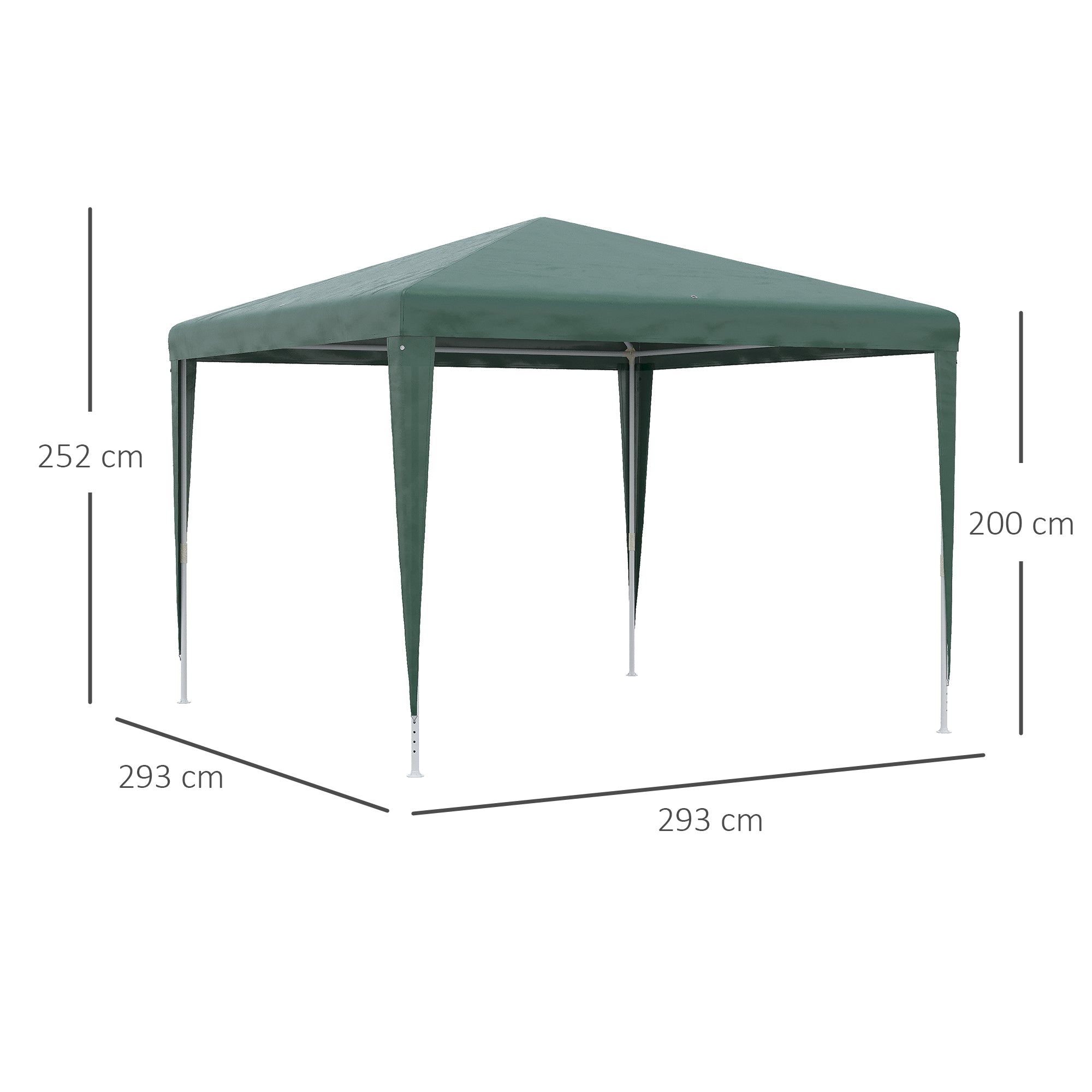 3x3m Detachable Gazebo Garden Pavilion with 4 Drainage Holes and Anti-UV Steel Frame for Terrace Patio Outdoor Camping Green