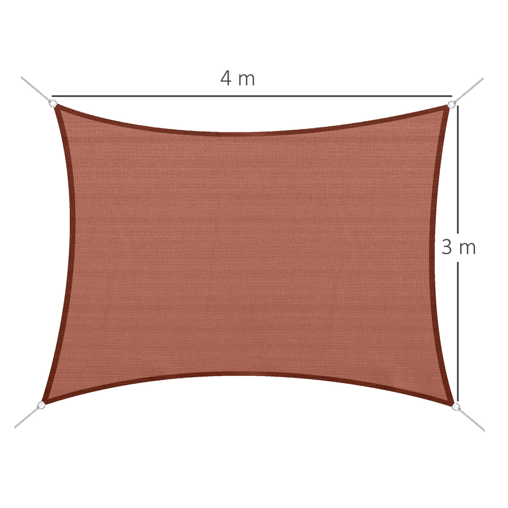 Rectangular Shade Sail 3 x 4 m High-Density Polyethylene UV Protection With Storage Bag - Red