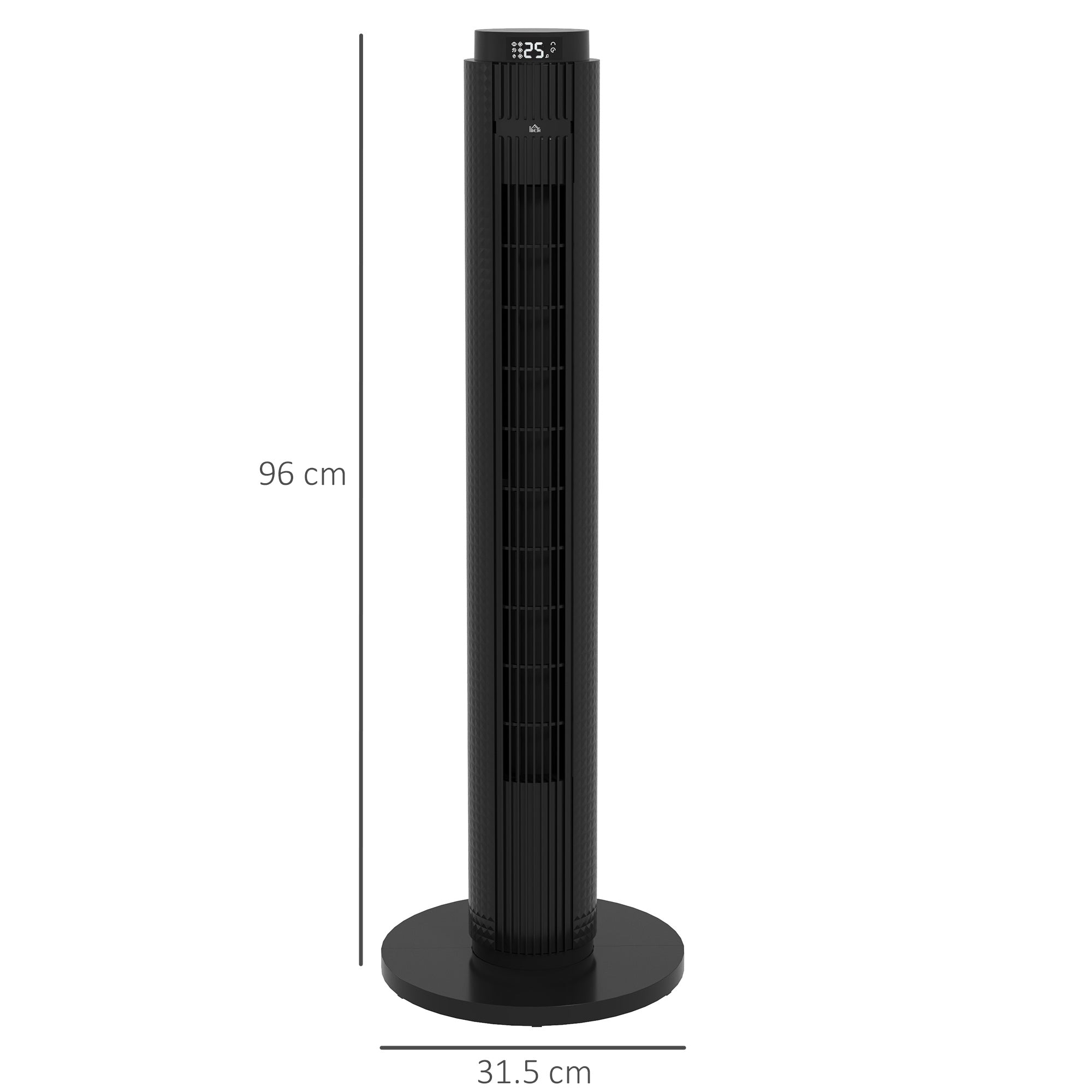45W Tower Fan with 4 Modes and 3 Speeds with 12h Timer, ABS Tower Fan with Remote Control, Ø31.5x96 cm, Black
