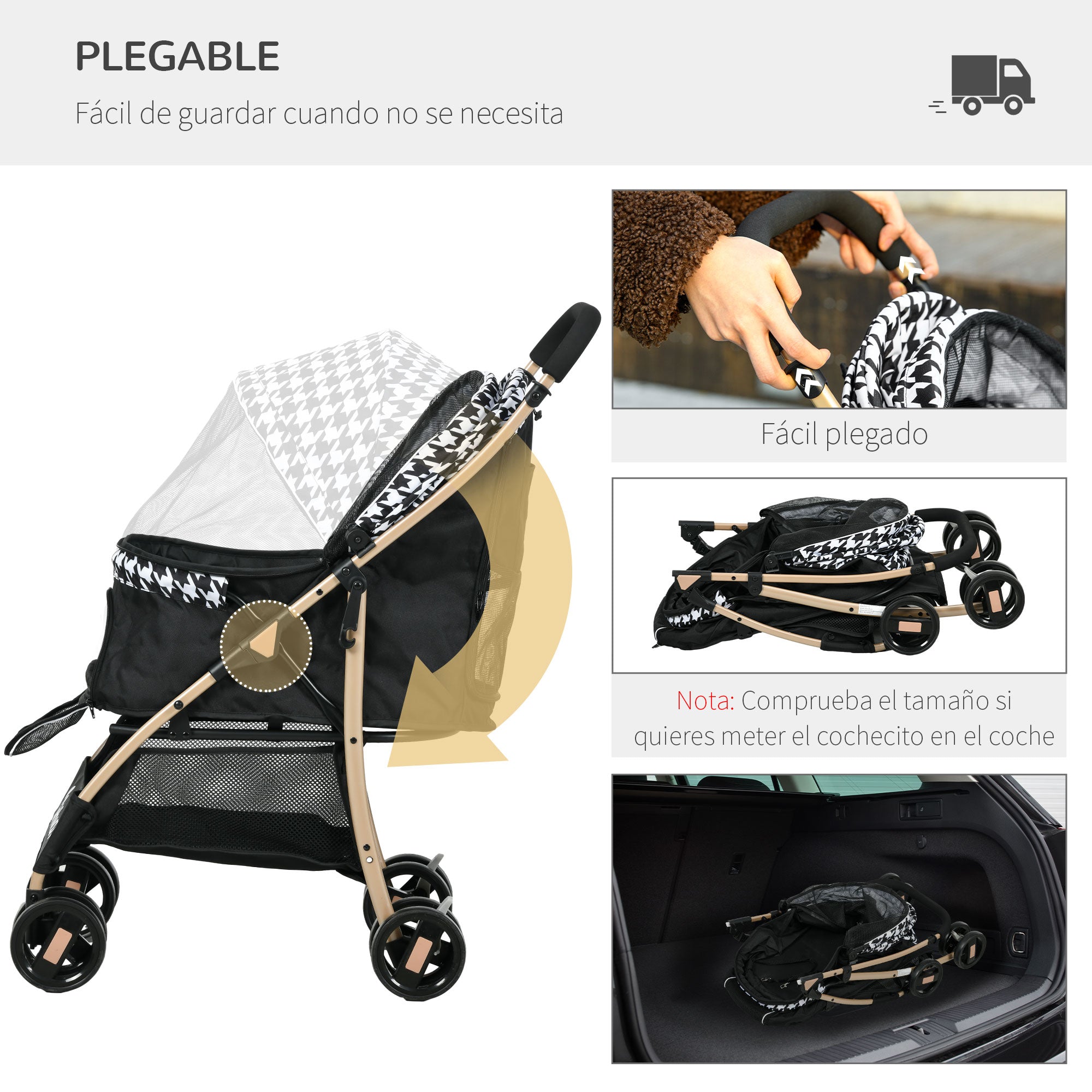 Folding Dog Stroller Pet Carriage with 2 Doors Mesh Window Storage Basket Safety Leash and Cushion Load 15 kg 80x44.5x97 cm Black