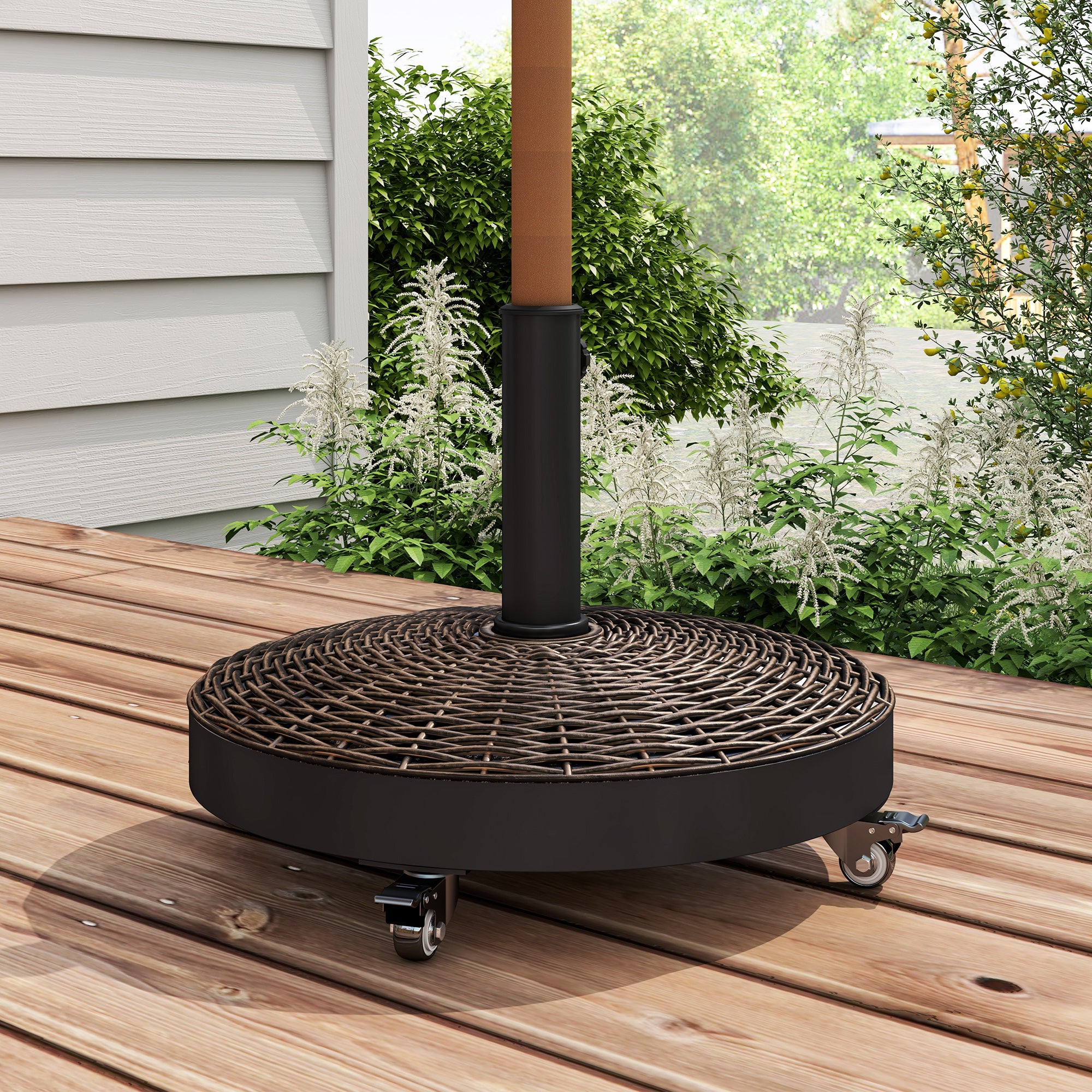 Umbrella Stand Base Resin Weights 50 lbs with 4 Wheels - Ø 52 x 41H cm - Bronze