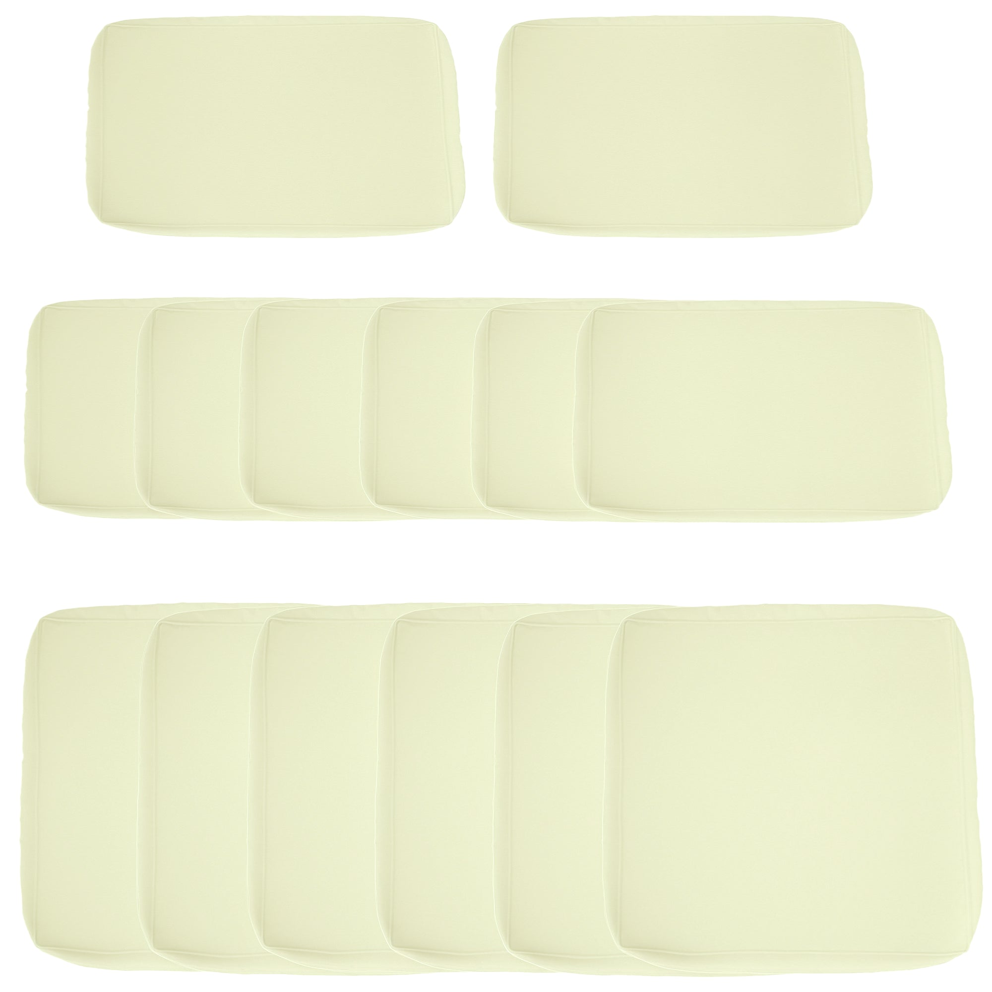Set of 14 Replacement Covers Garden Lounge Cushions - 6 Seat Cushion Covers, 8 Back Cushion Covers - Zippered Water-Repellent Polyester Beige
