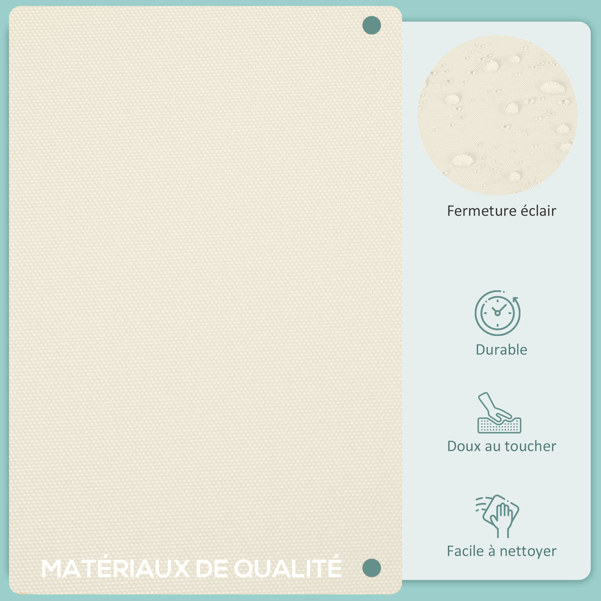 Set of 14 Replacement Covers Garden Lounge Cushions - 6 Seat Cushion Covers, 8 Back Cushion Covers - Zippered Water-Repellent Polyester Beige