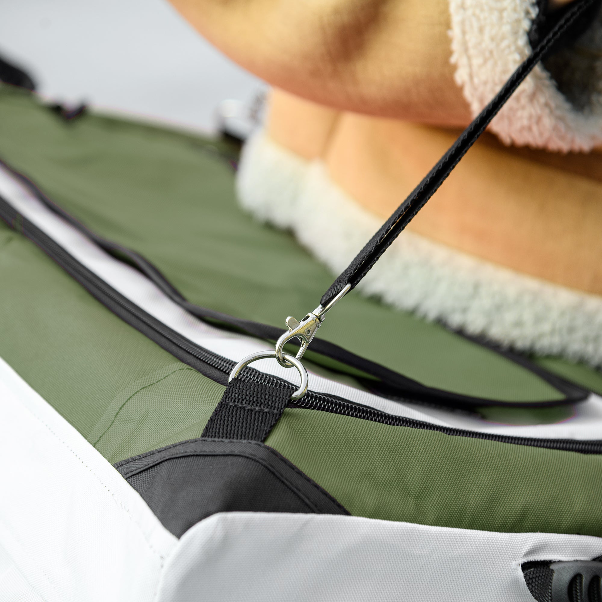 2 in 1 Dog Stroller Pet Buggy Foldable for Dogs & Cats up to 10 kg Cat Buggy with Cushion Mesh Windows Doors Storage Basket Cat Carriage Buggy Dark Green