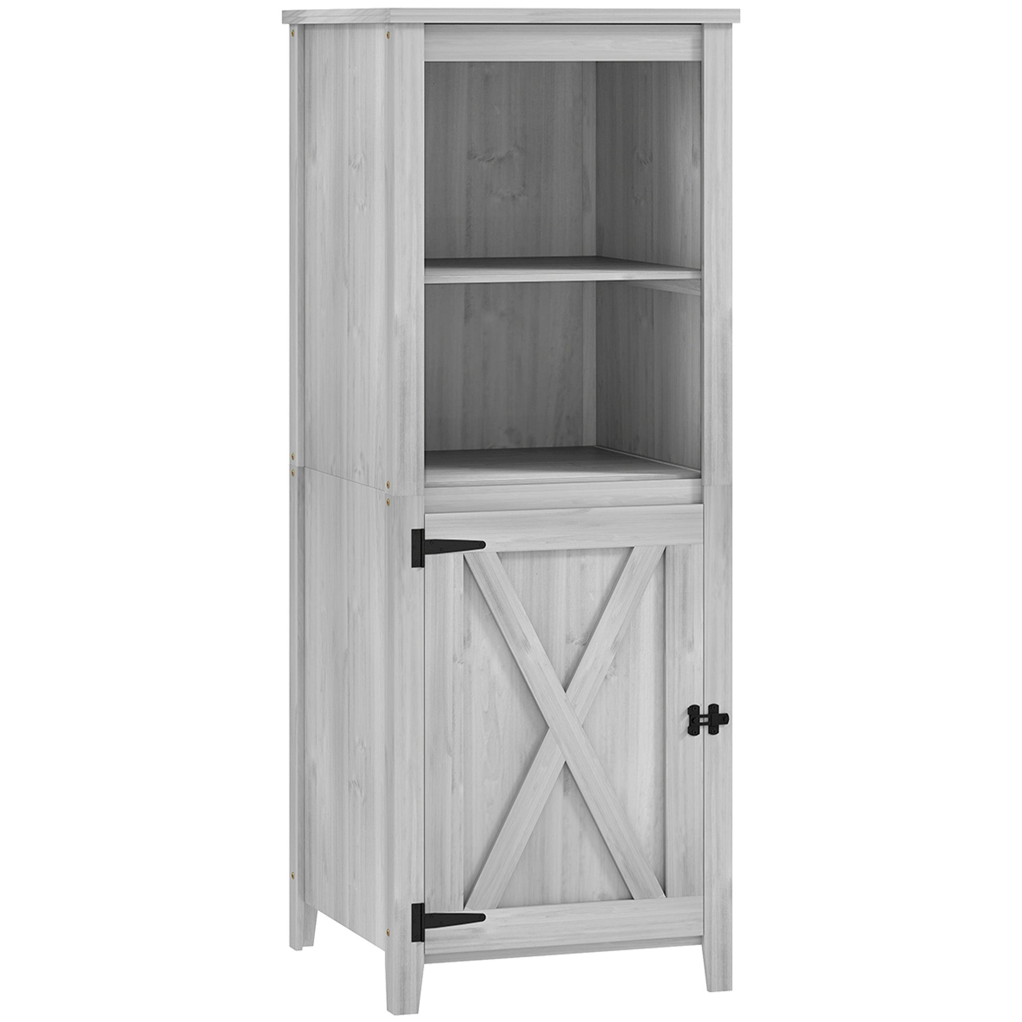 Garden Cabinet Wood, Weatherproof Tool Shed 60x60x160cm, Tool Shed with Door, Adjustable Shelves, Lockable Tool Cabinet, Garden Shed for Garden, Patio, Backyard, Light Grey