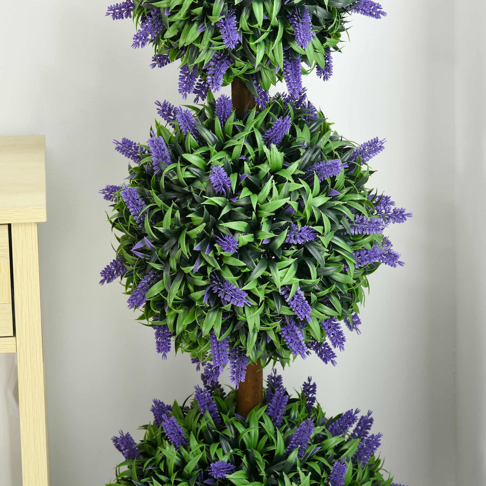 Set of 2 Large Artificial Lavender Trees 110 cm Artificial Plants, Plastic Artificial Plants in Pots, UV Resistant Artificial Flowers with 3 Balls for Living Room Bedroom Office Garden