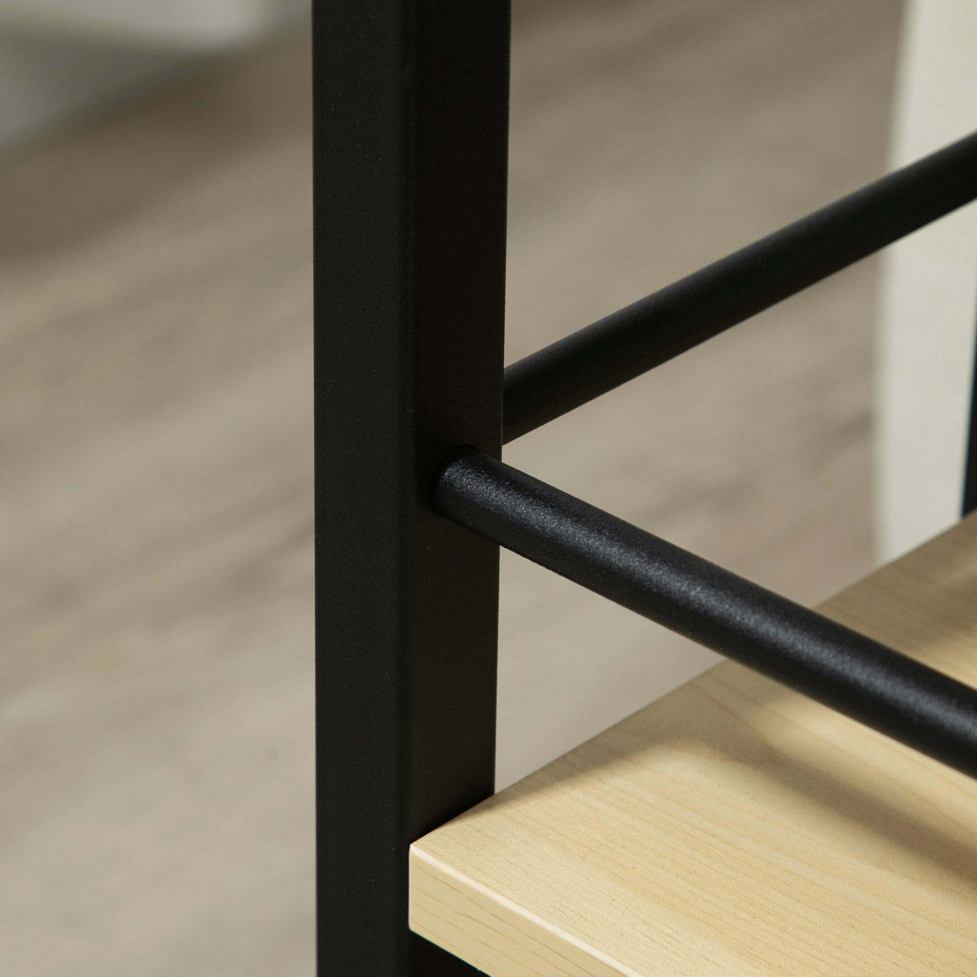 Side Table with Wheels C-Shaped End Table for Sofa Bed with 2 Shelves and Brakes for Bedroom Living Room Modern Style 60x34.5x64.5 cm Natural