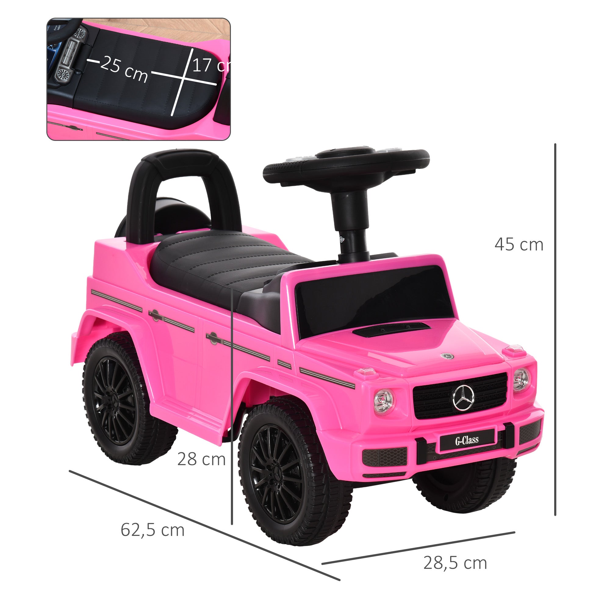 Mercedes Benz Licensed Children's Ride-On Truck Push Vehicle 12-36 Months Trunk Horn Lights Pink