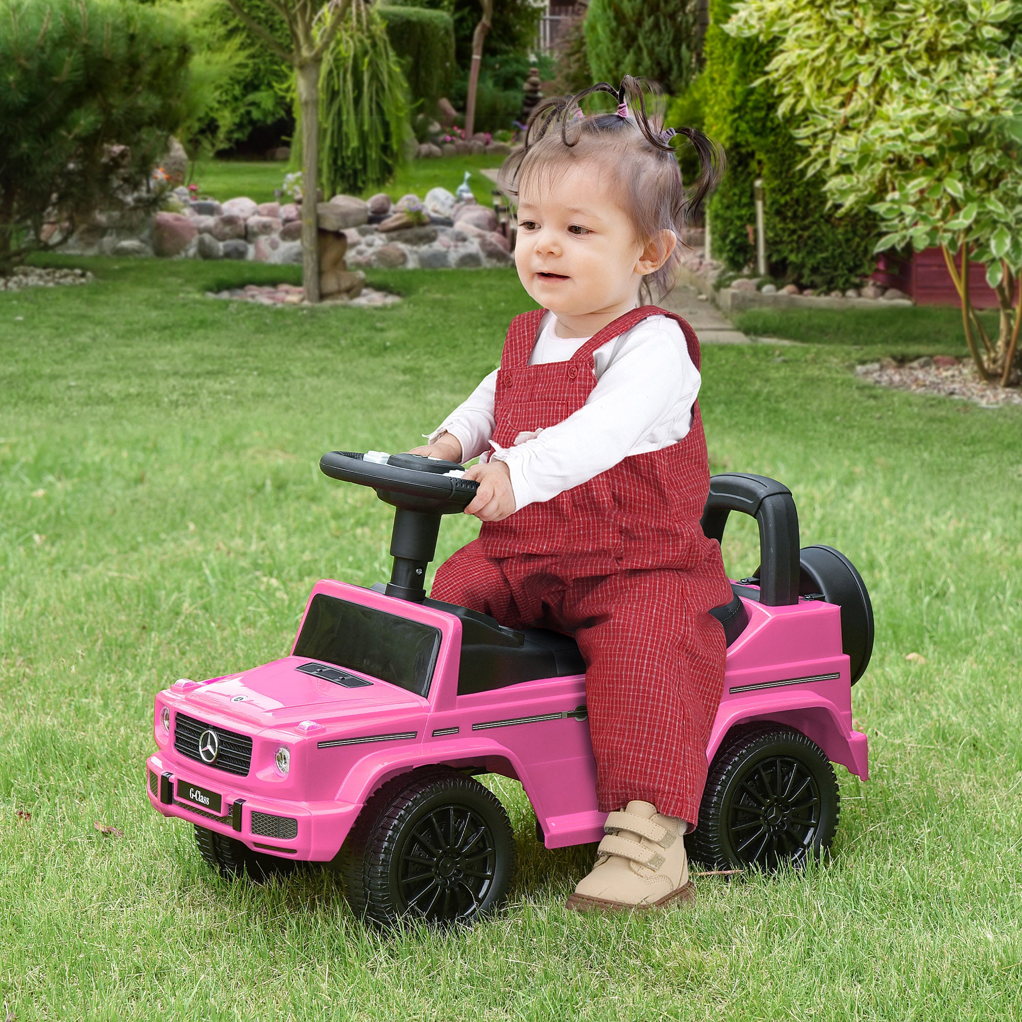 Mercedes Benz Licensed Children's Ride-On Truck Push Vehicle 12-36 Months Trunk Horn Lights Pink