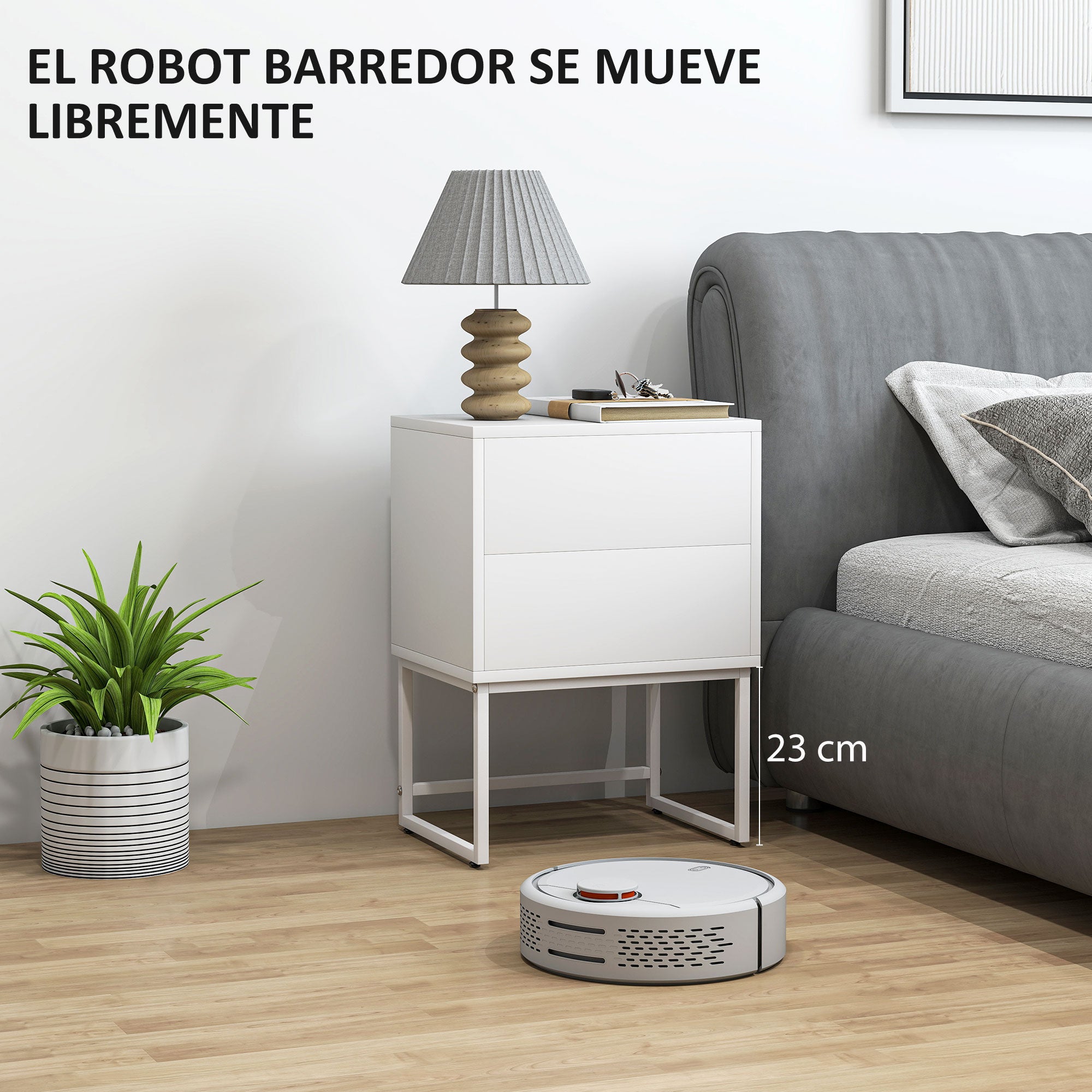 Pack of 2 Narrow Bedside Tables Bedroom Nightstands with 2 Push-Open Drawers and Steel Legs Modern Style 40x30x55 cm White