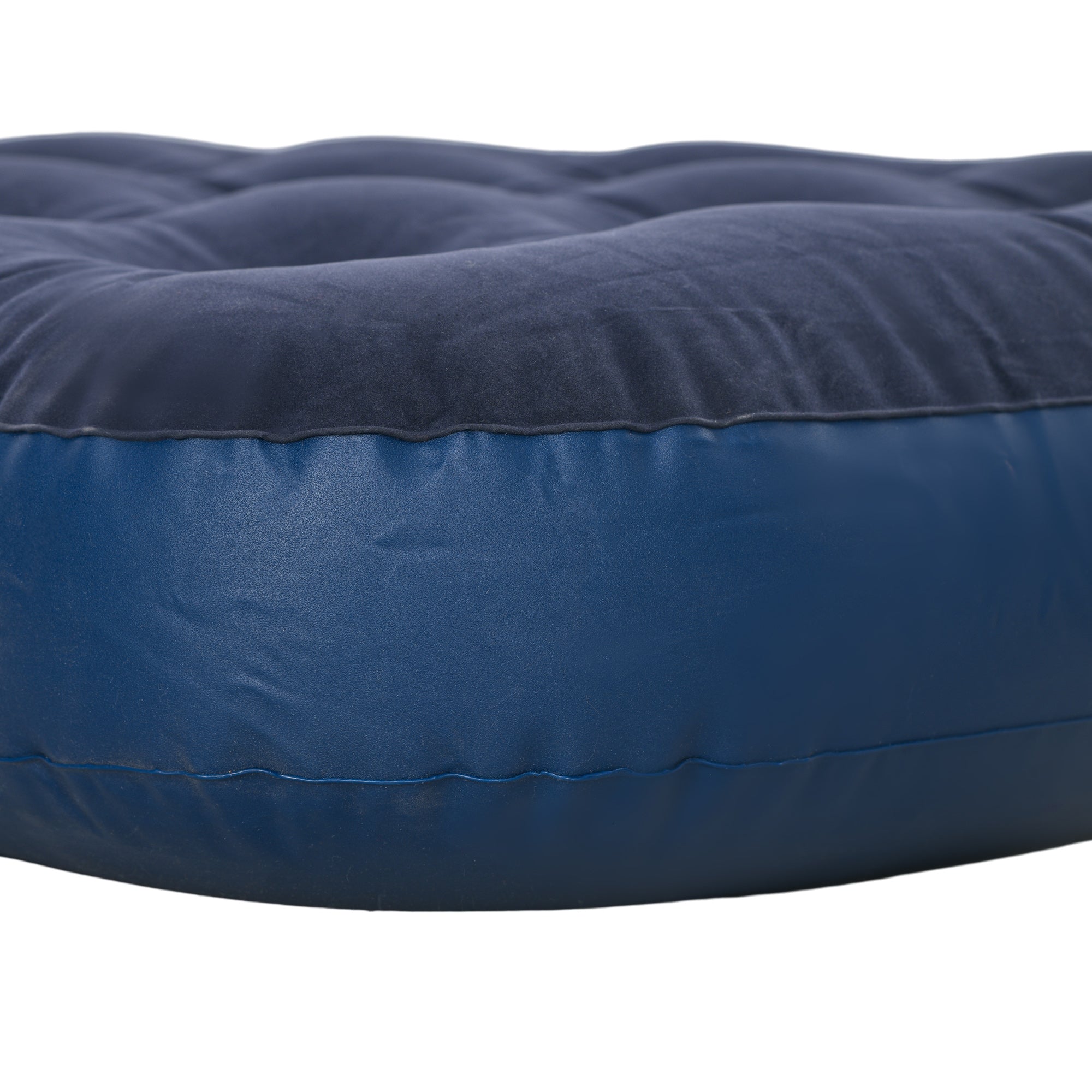 Portable Single Inflatable Air Bed with Integrated Hand Pump, Flocked Surface, for Camping, Travel - 191 x 73 x 22 cm, Blue