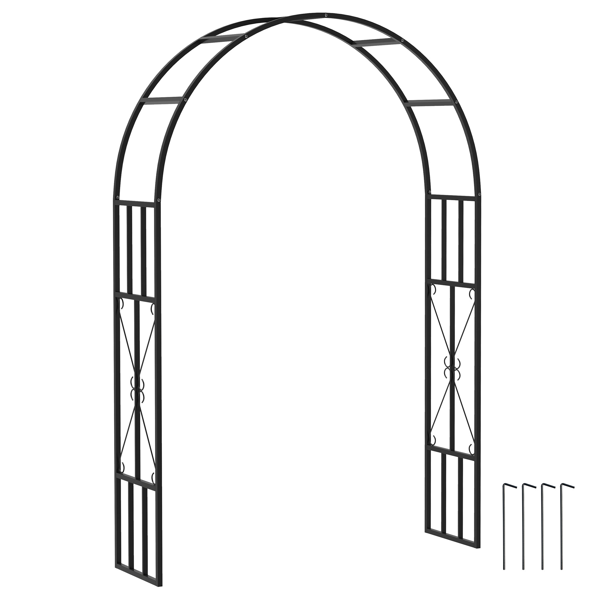 Steel Garden Arch, Rose Garden Arch for Climbing Plants, Roses, Wisteria, for Ceremony Decoration, 150 x 40 x 223 cm, black