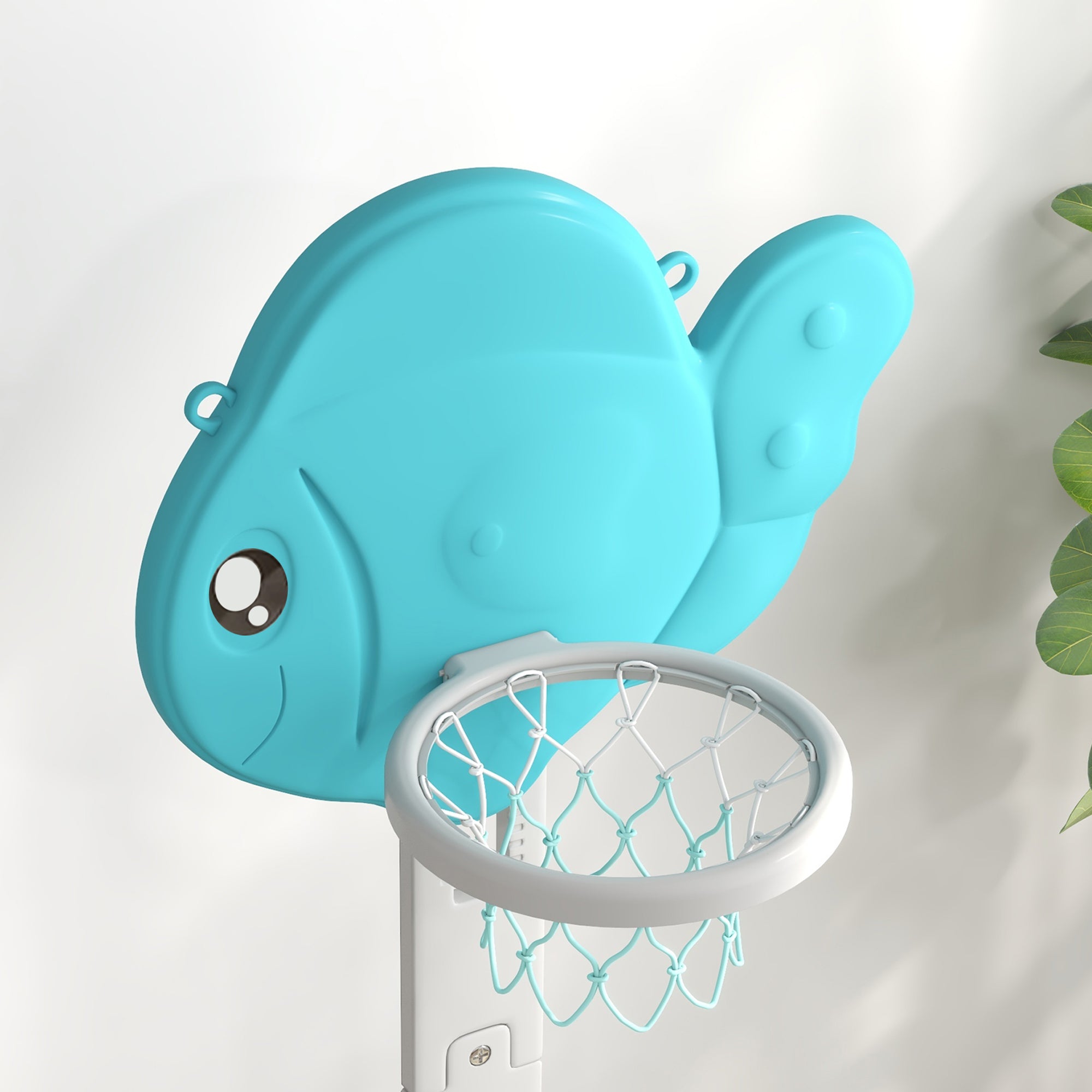 Kids' 5-in-1 Basketball Hoop Adjustable Height with Golden Fish Theme Soccer Golf Ring Ball Toss Game for Indoor Multicolor