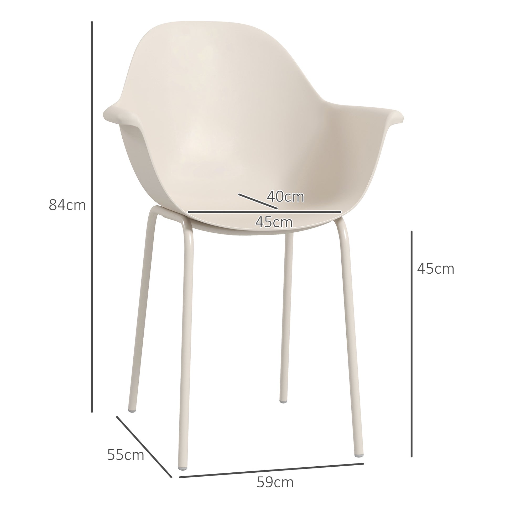 Garden Chair 4-Piece Set Weatherproof Plastic Garden Chairs with Armrests Backrest Terrace Chair Up to 120 kg Load Capacity Outdoor Furniture for backyard, garden, balcony Gray