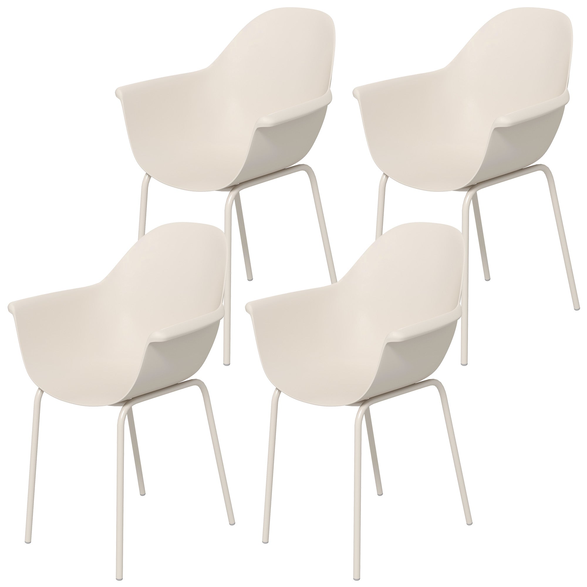 Garden Chair 4-Piece Set Weatherproof Plastic Garden Chairs with Armrests Backrest Terrace Chair Up to 120 kg Load Capacity Outdoor Furniture for backyard, garden, balcony Gray