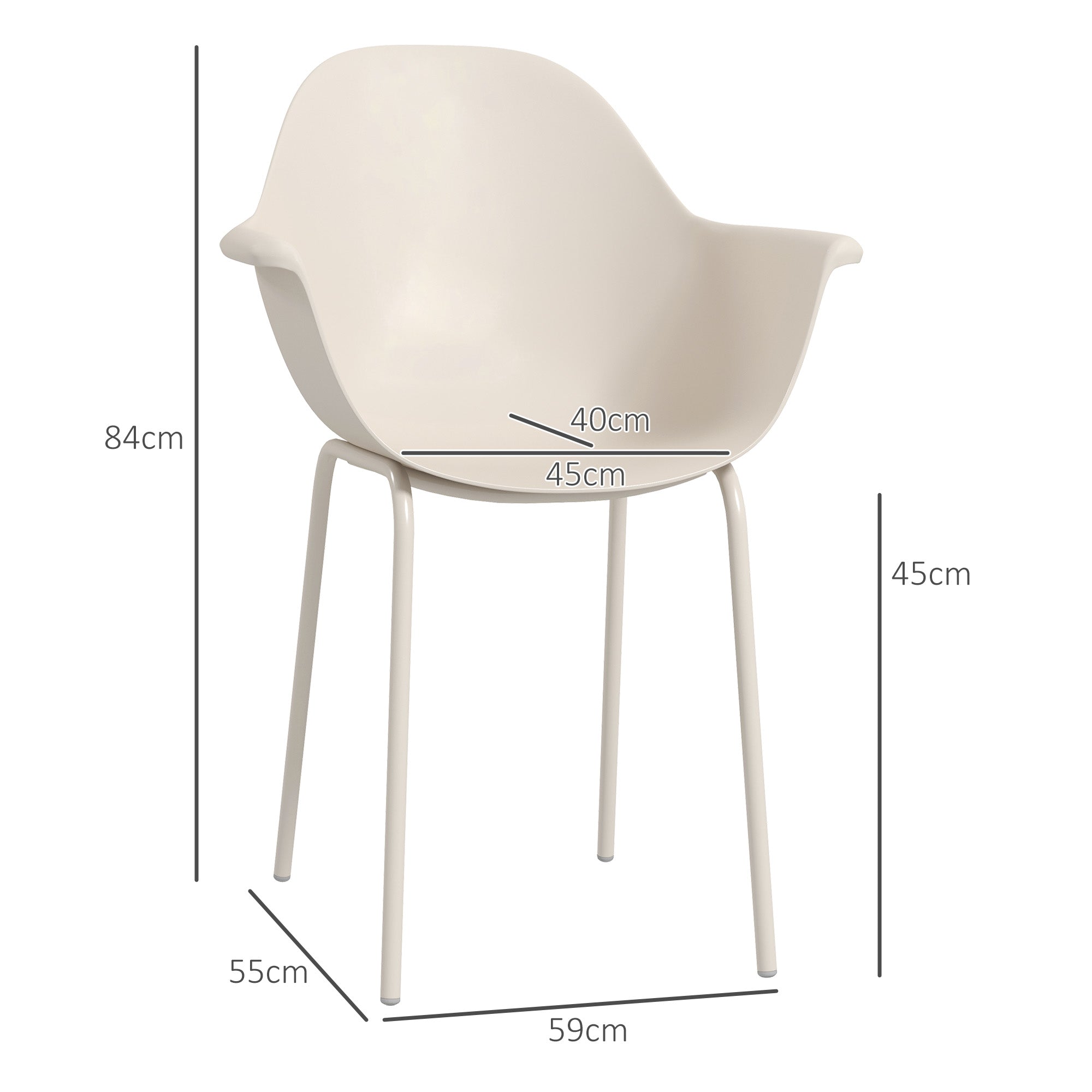 Garden Chair 4-Piece Set Weatherproof Plastic Garden Chairs with Armrests Backrest Terrace Chair Up to 120 kg Load Capacity Outdoor Furniture for backyard, garden, balcony Gray