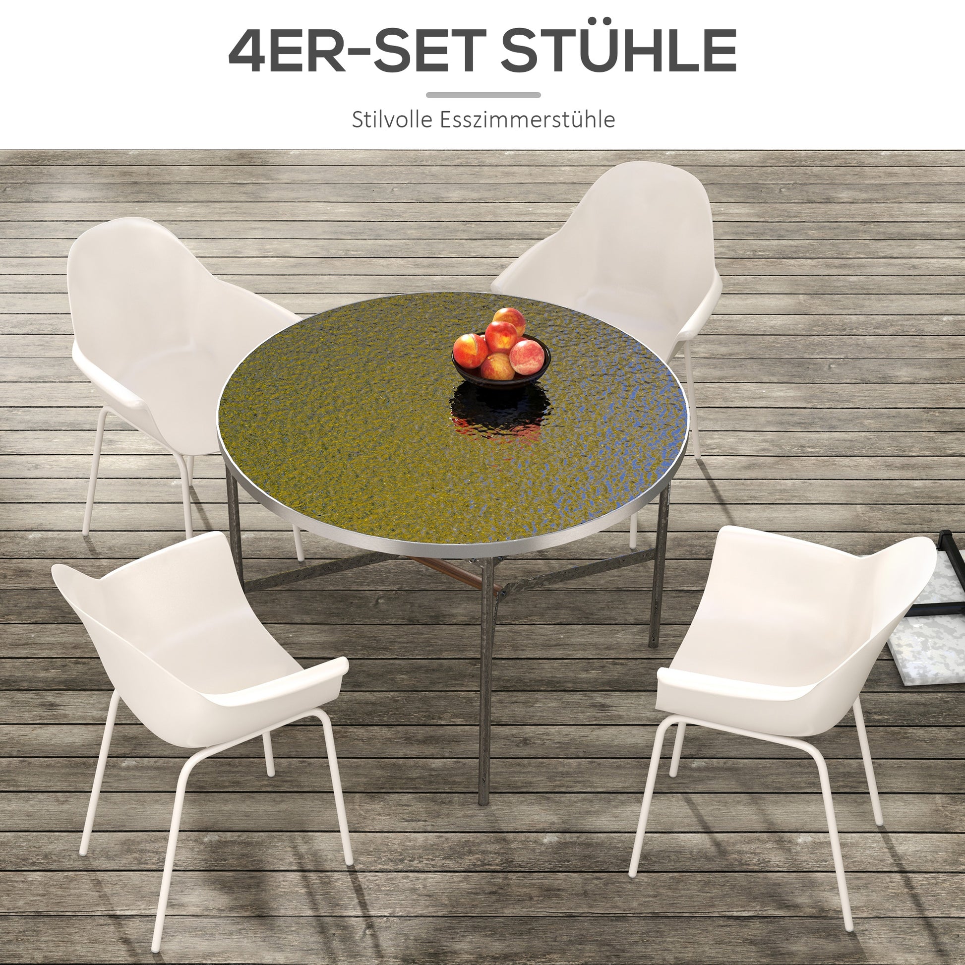 Garden Chair 4-Piece Set Weatherproof Plastic Garden Chairs with Armrests Backrest Terrace Chair Up to 120 kg Load Capacity Outdoor Furniture for backyard, garden, balcony Gray