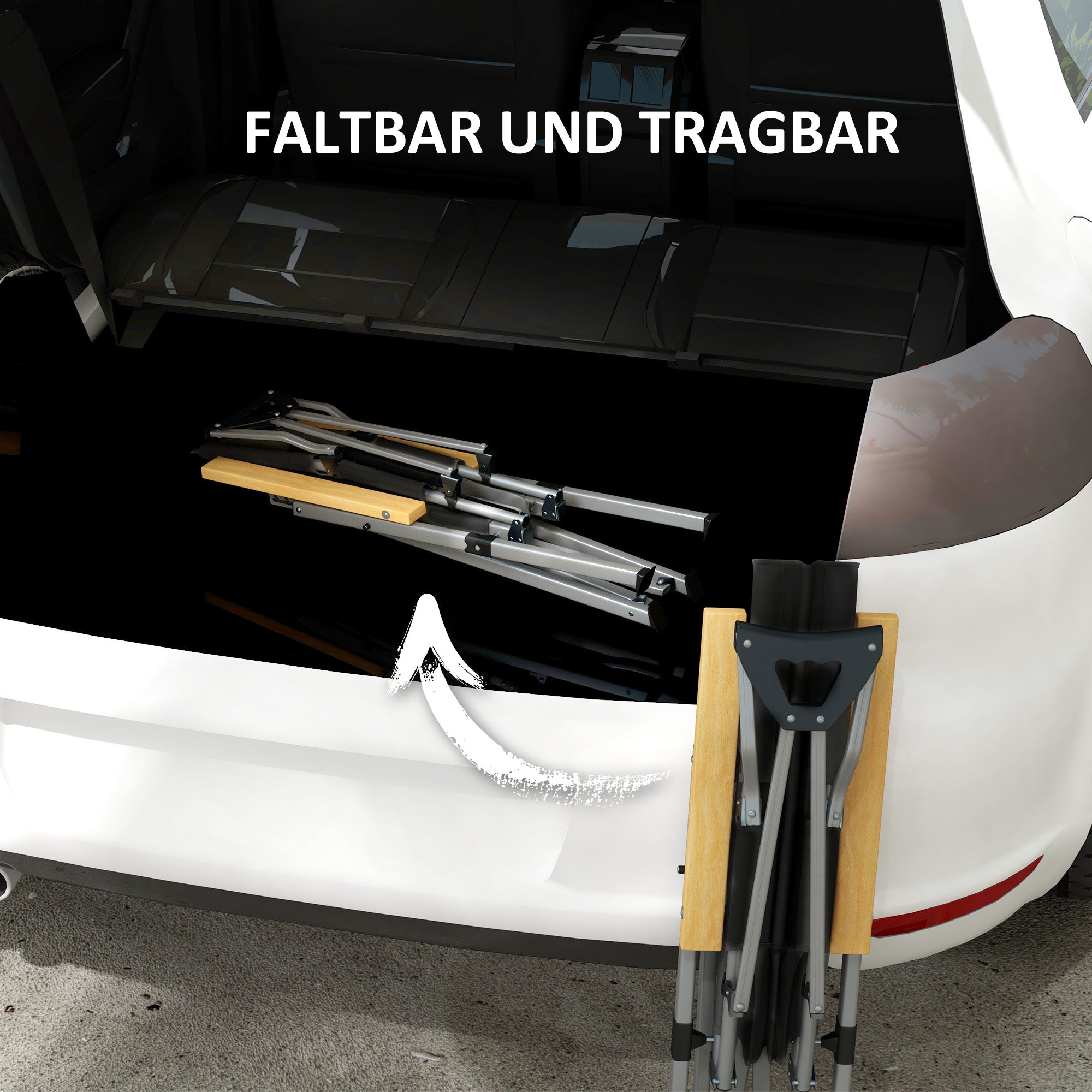 Folding Camping Chair with 4-Position Adjustable Backrest, Headrest, Folding Chair with Carrying Bag for Pool, Beach, Oxford, Black