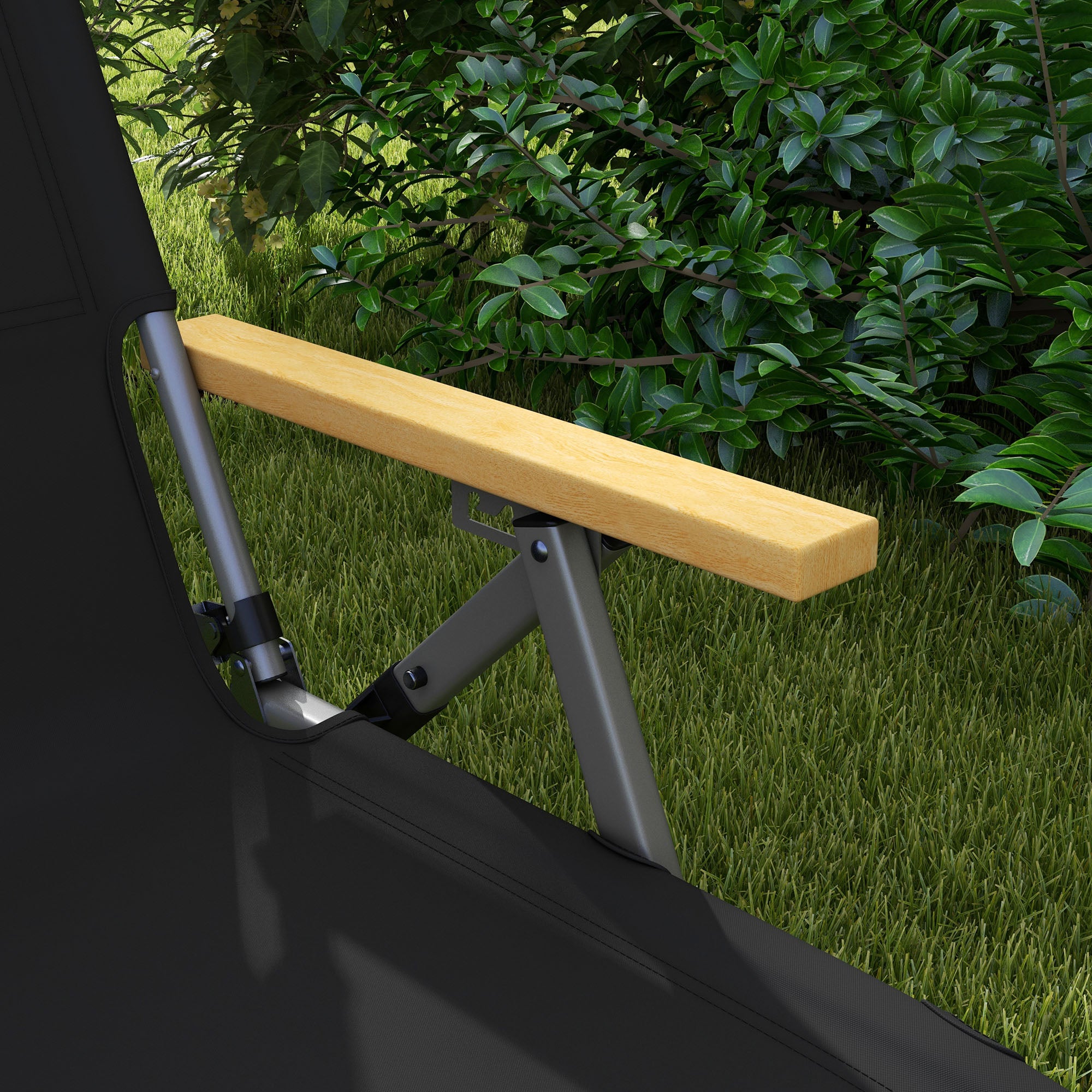 Folding Camping Chair with 4-Position Adjustable Backrest, Headrest, Folding Chair with Carrying Bag for Pool, Beach, Oxford, Black