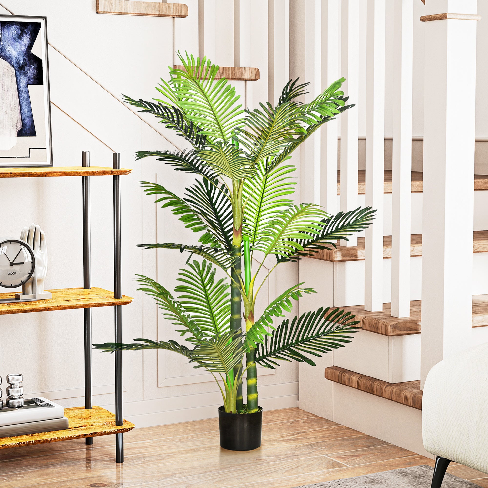 Artificial Plant, Artificial Palm Tree, Artificial Plant with Cement Filling, Fake Palm Tree in Pot, Indoor Plant for Home Decor, 150 cm, Green