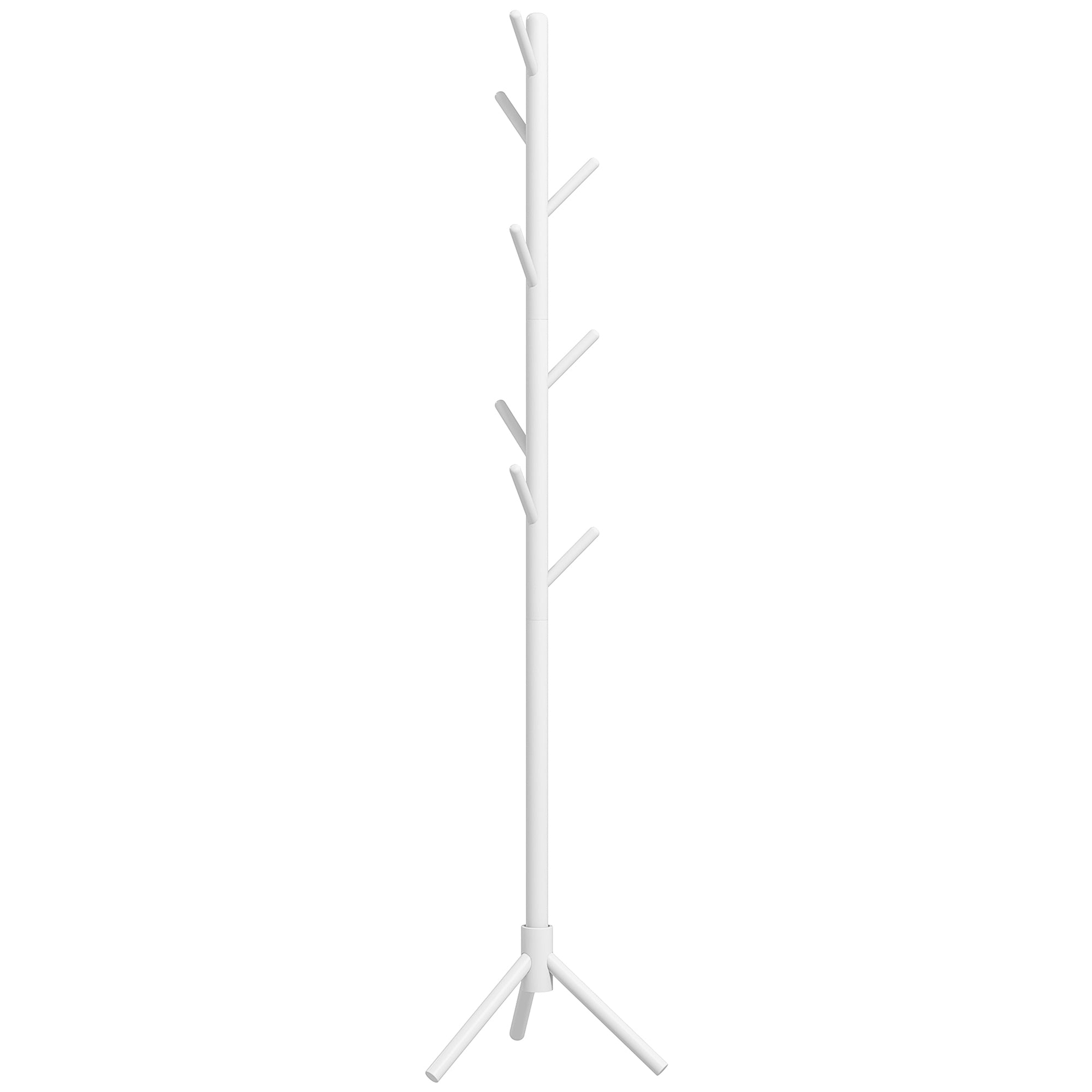 Coat Rack Stand Clothes Rack Wooden with 8 Hooks for Hanging Bags Tree Shape for Hallway Entryway Bedroom 40x40x165 cm White