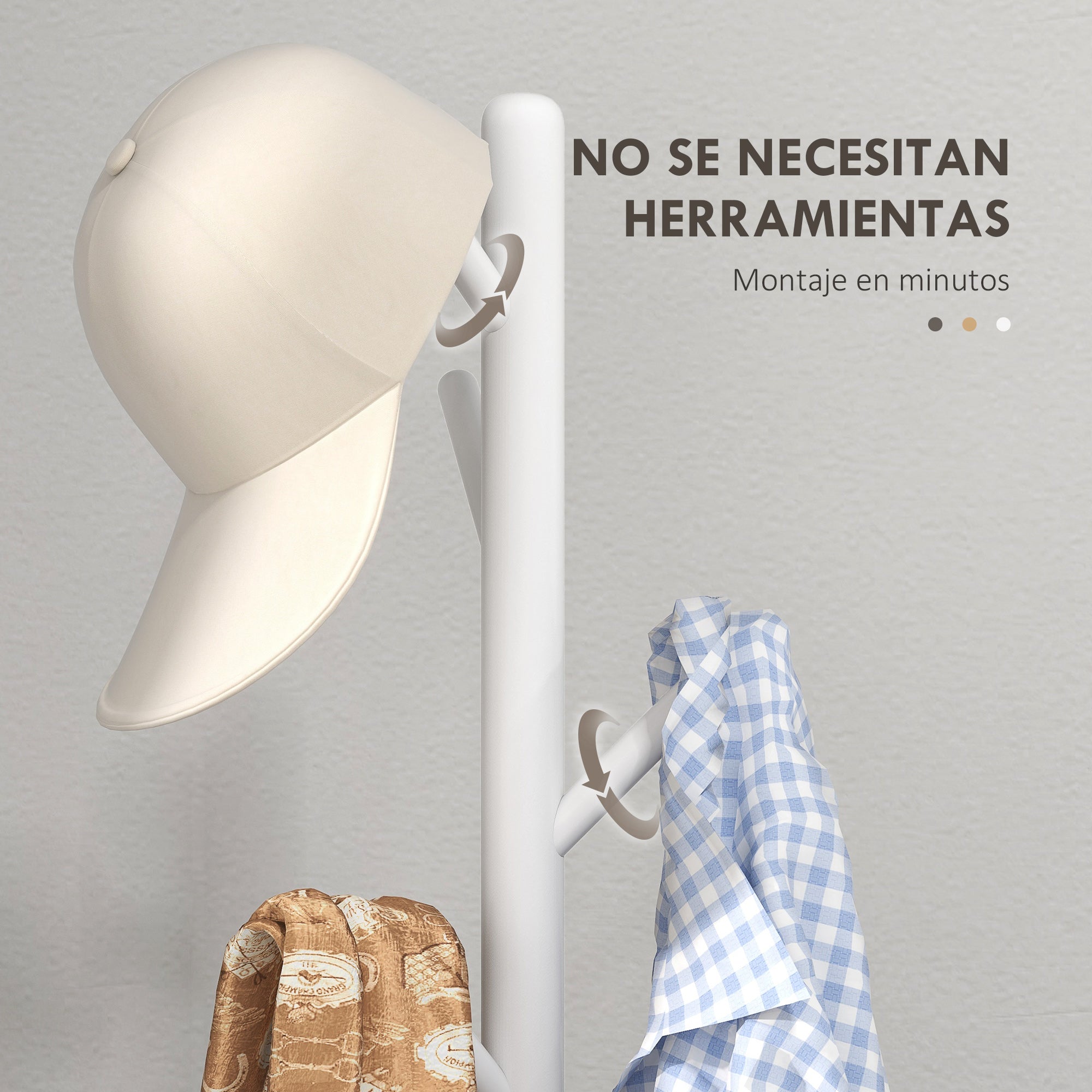 Coat Rack Stand Clothes Rack Wooden with 8 Hooks for Hanging Bags Tree Shape for Hallway Entryway Bedroom 40x40x165 cm White