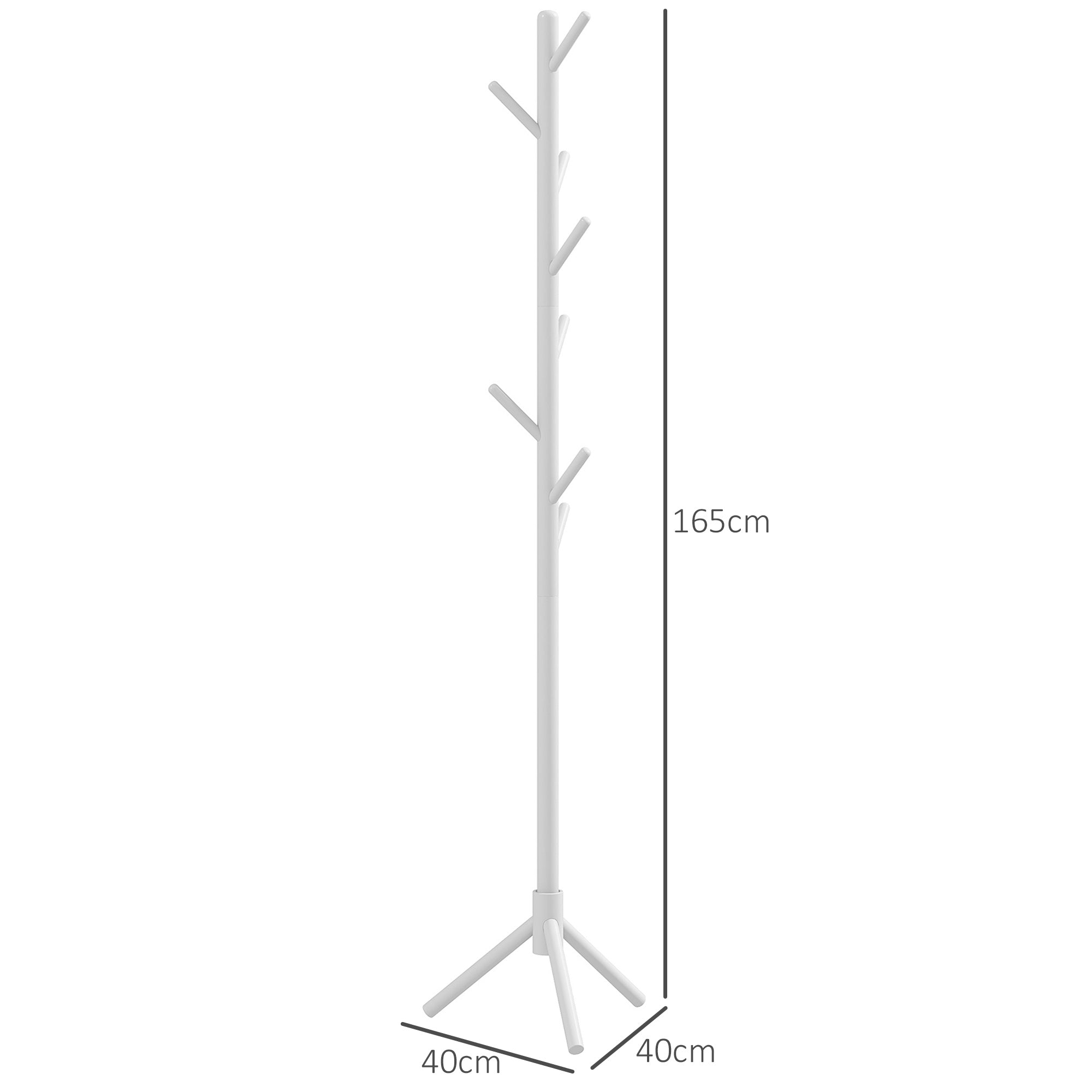 Coat Rack Stand Clothes Rack Wooden with 8 Hooks for Hanging Bags Tree Shape for Hallway Entryway Bedroom 40x40x165 cm White