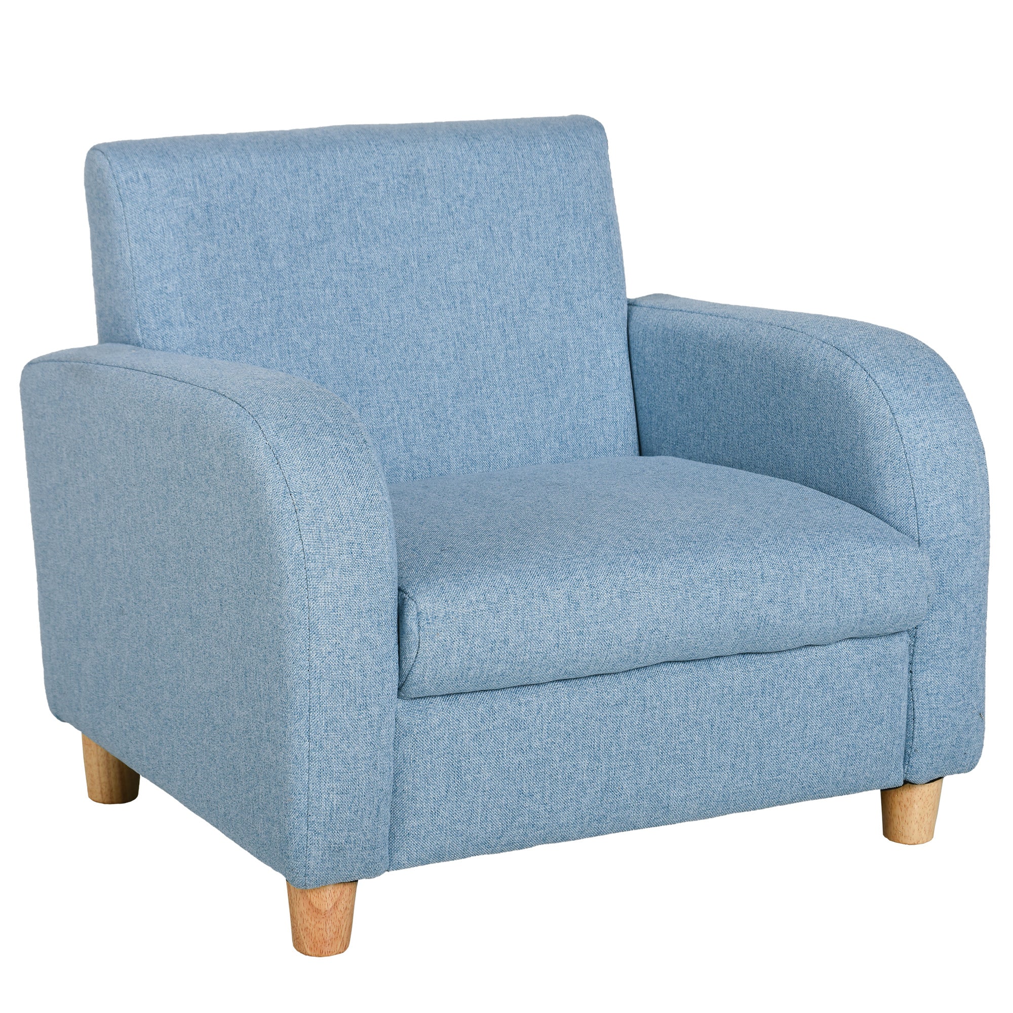 Children's Armchair Kids Sofa with Thick Foam and Thick Seat Cushions Children's Couch Chair Lounger with Anti-Slip Feet for 3-5 Year Old Kids Wood Linen Foam Blue 49x45x44.5 cm