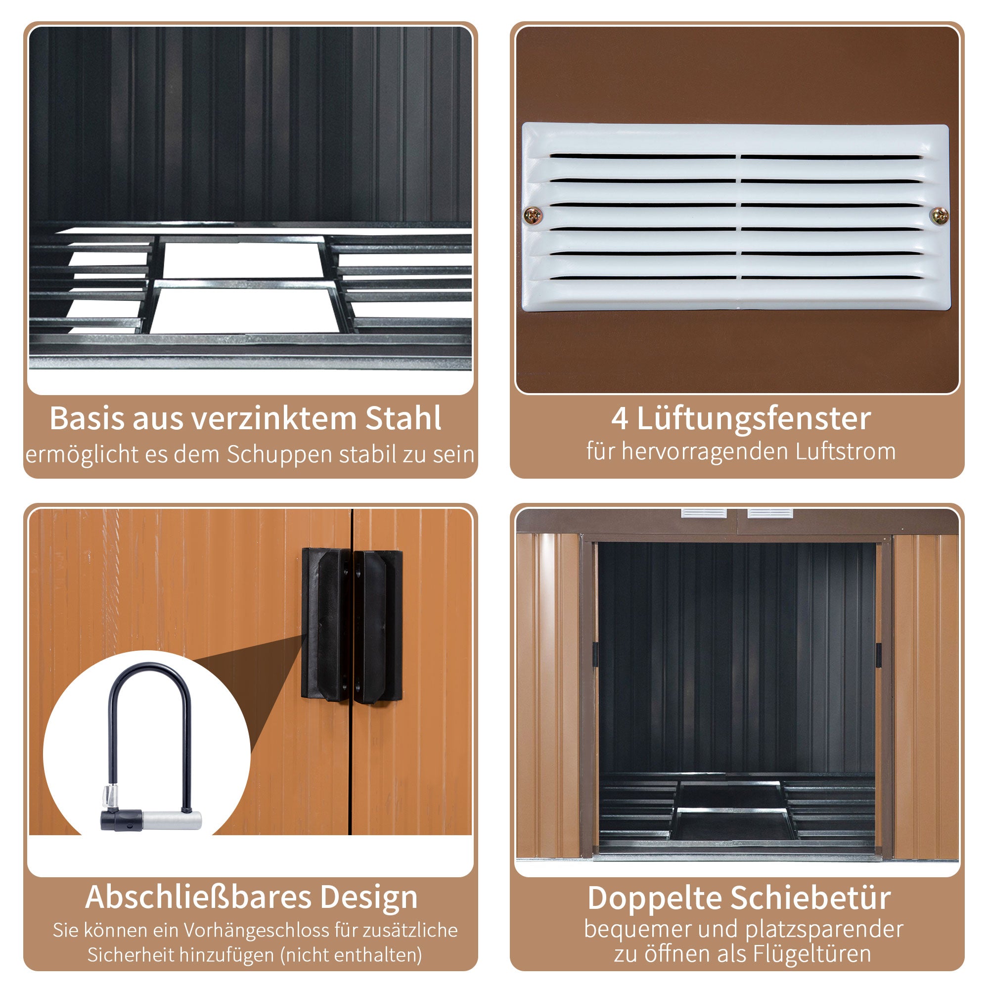 Metal Tool Shed 26.2m³ 340x386x200cm with Gable Roof Foundation Sliding Door Weatherproof Garden House Outdoor Garden Shed Cabinet for Outdoor Area, Yellow