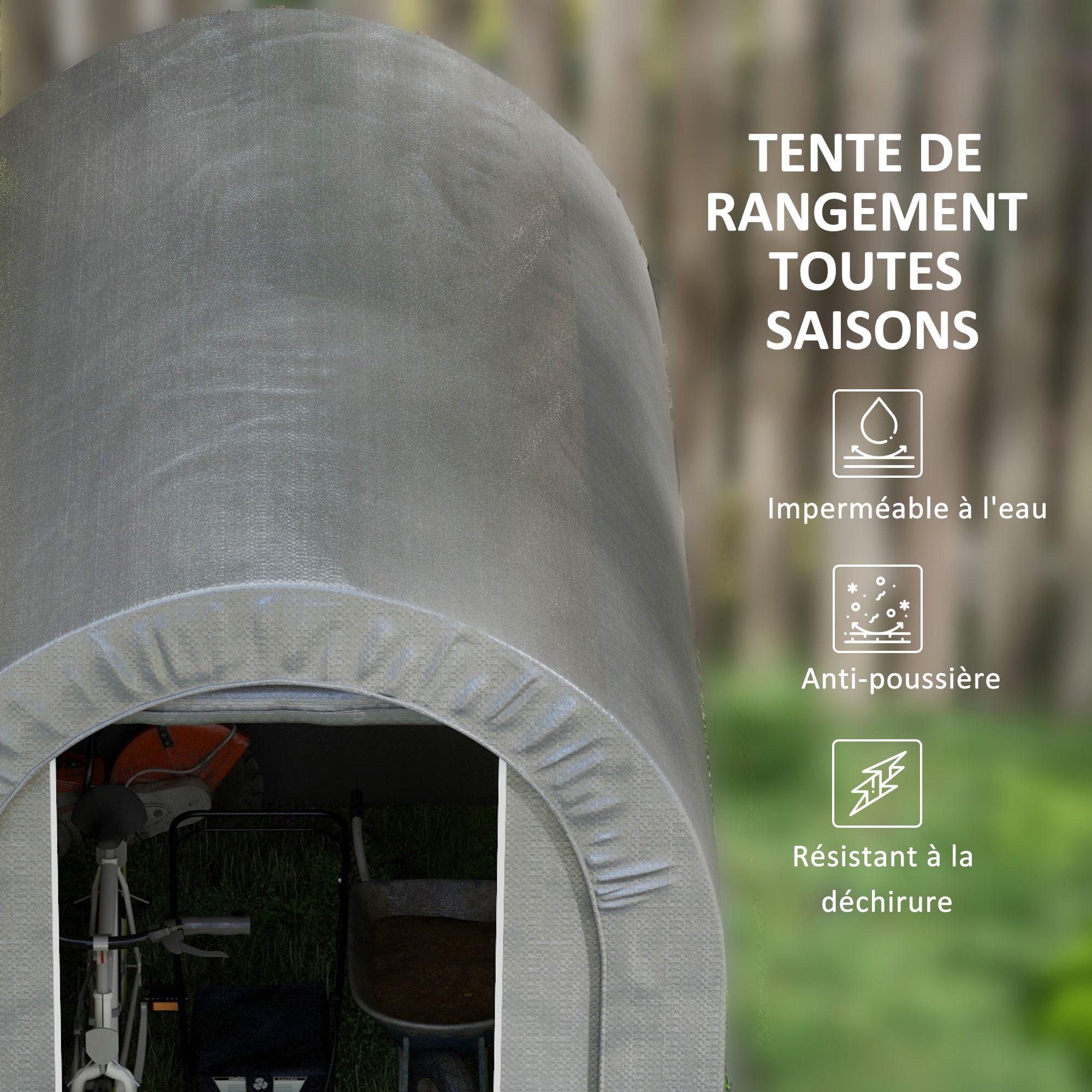 Outdoor Garden Storage Tent Bike Shed Garage for Bike PE Tarpaulin Metal Frame 2.4 x 1.6 x 1.9m Gray