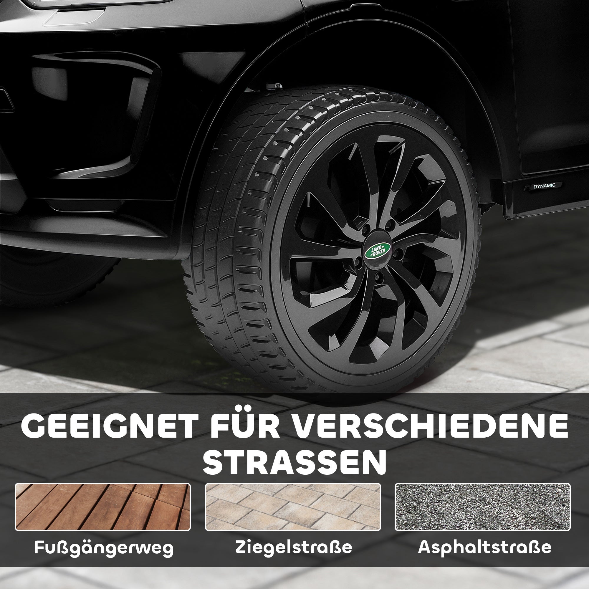 Kids Electric Car 12V Land Rover Discovery Sport Kids Car with 2.4G Remote Control, Music, Horn, Electric Vehicle with LED Lights, USB/MP3 Connection, 3-5 km/h, for Kids 3-6 Years, Black