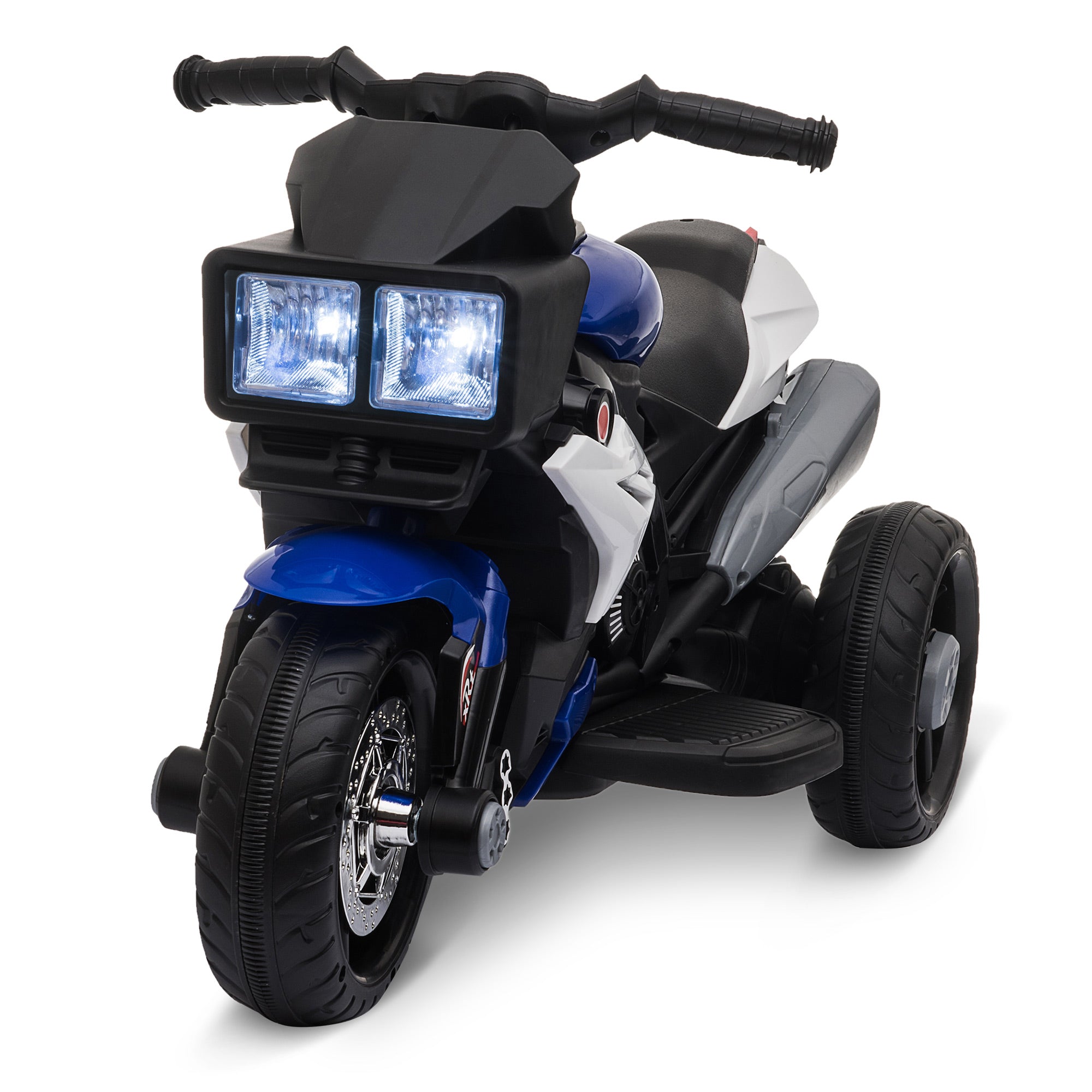 Kids Electric Motorcycle for +3 Years Kids 6V Battery-Powered Bike with Lights Music Horn Wide Tires 3 km/h Blue and Black