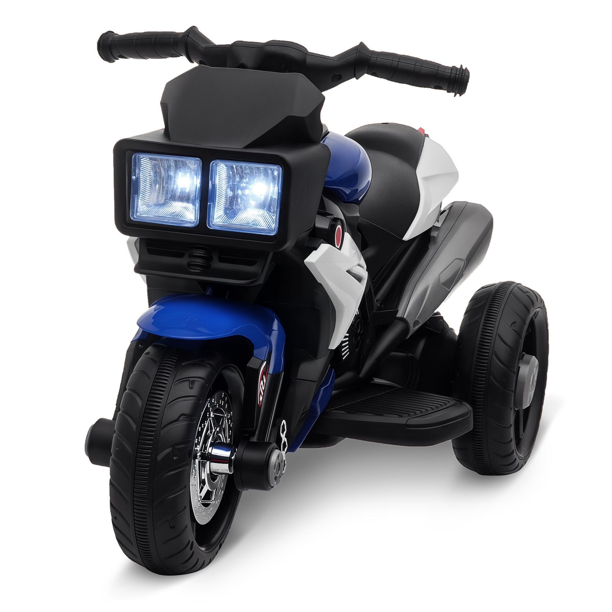 Kids Electric Motorcycle for +3 Years Kids 6V Battery-Powered Bike with Lights Music Horn Wide Tires 3 km/h Blue and Black