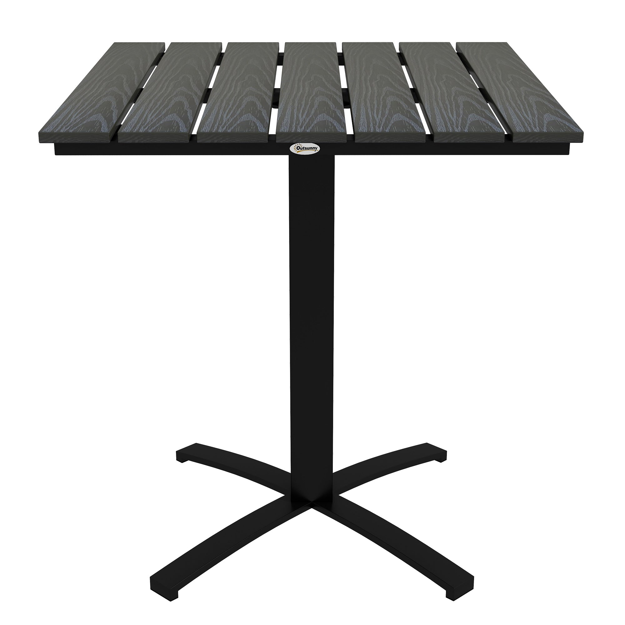 Garden Table, Dining Table for 4 People, Square Patio Table with Wood-Look Finish for Terrace, Aluminum, Gray, 70 x 70 x 76 cm