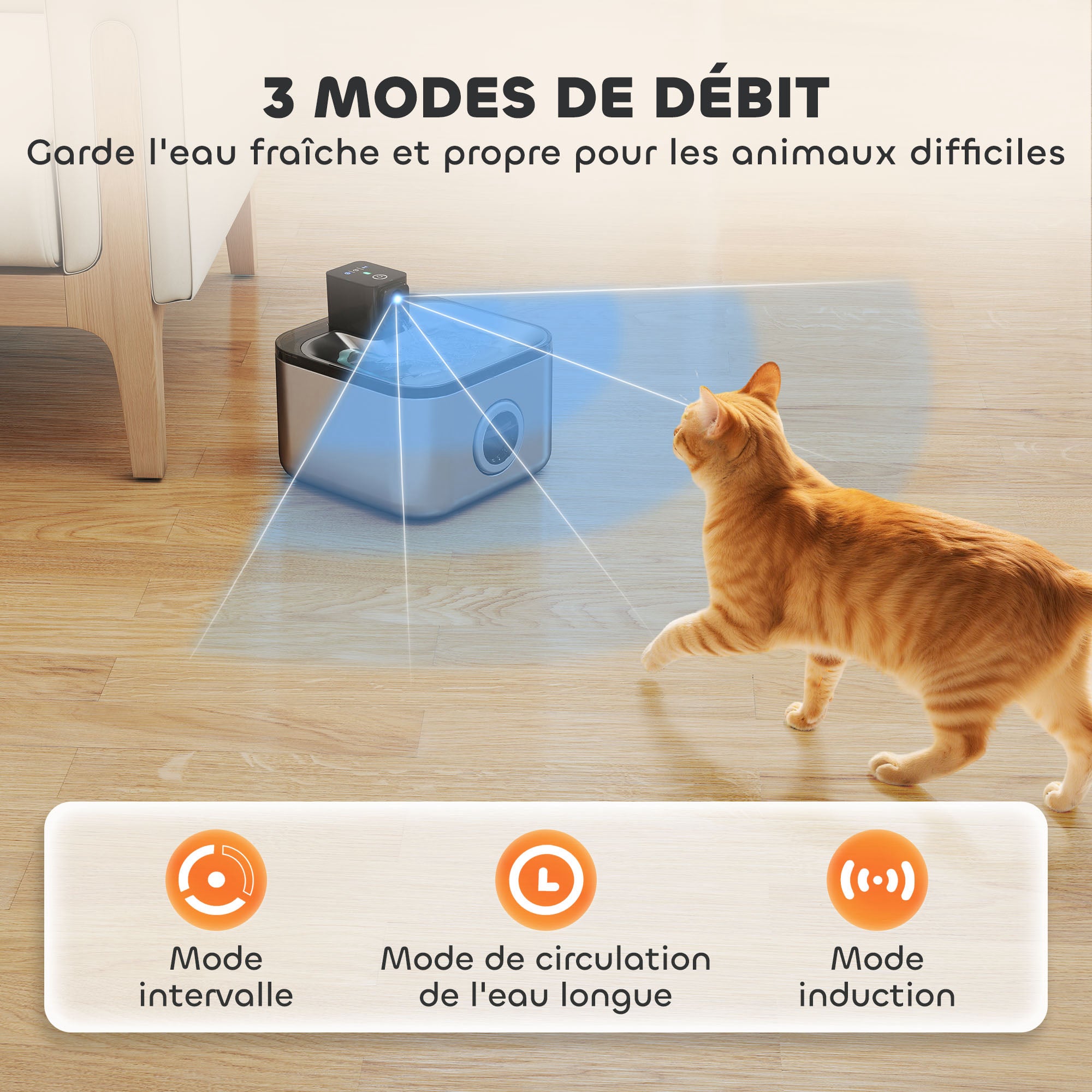 Automatic Stainless Steel 4.2L Wireless Cat Water Fountain, with LED Indicator, Ultra-Quiet Pump, 4,000 mAh Battery, USB Charger, Silver