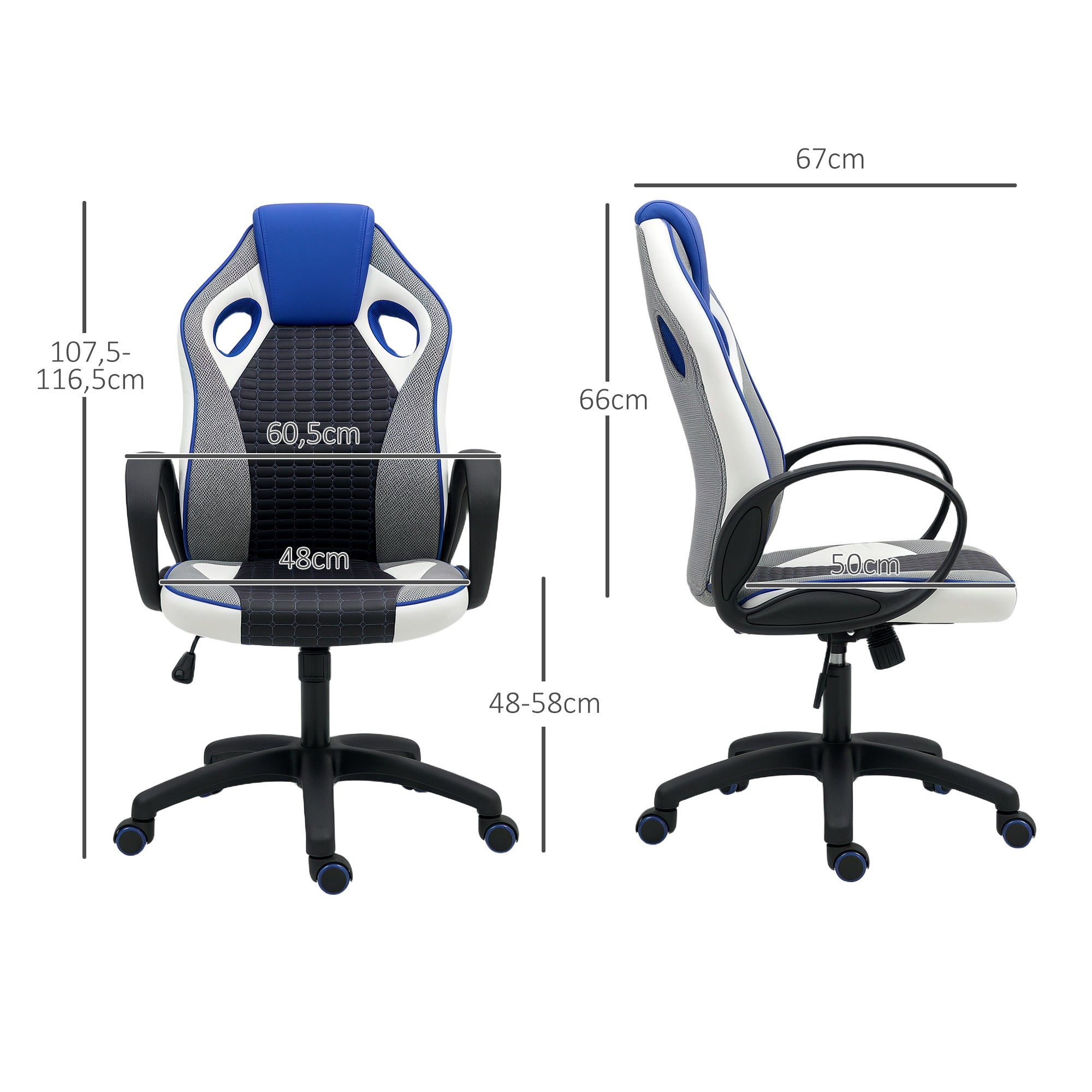 Gaming Chair Upholstered in PU and Mesh Gamer Swivel Chair with Rocking Function Adjustable Height for Home Office Study Multicolor