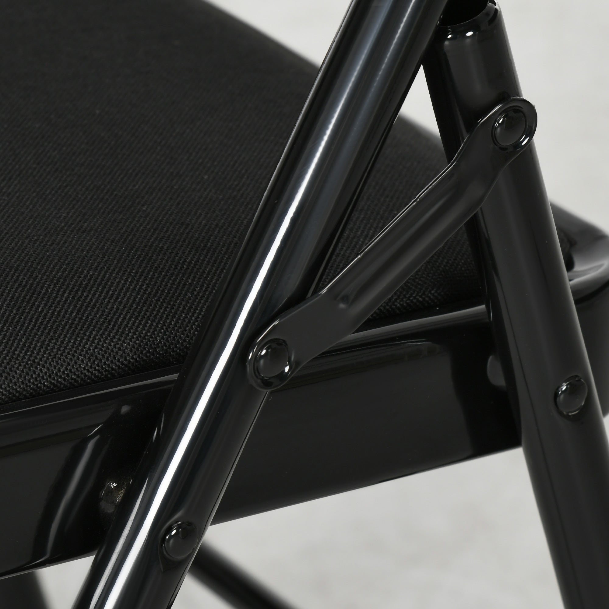 Set of 6 Foldable Chairs with Padded Seat, Modern Space-Saving Chairs with Polyester Cushion for Home and Office, Black