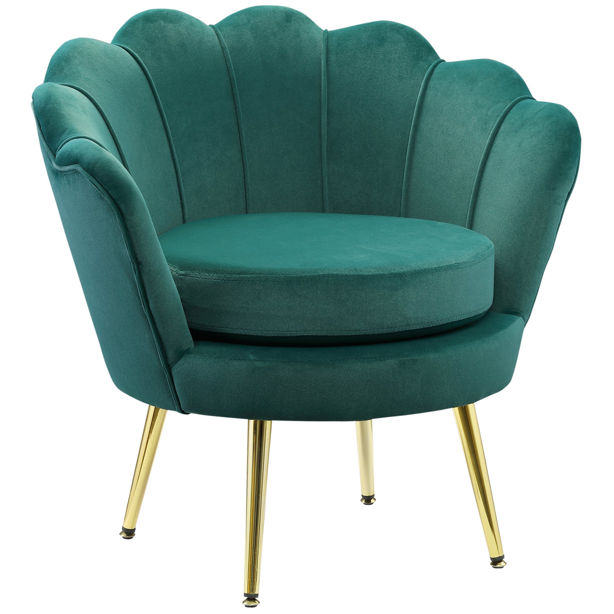 Shell Armchair, Vintage Armchair, Bedroom and Living Room Armchair, Elegant Design, with High Backrest, 76x67x74cm, Dark Green