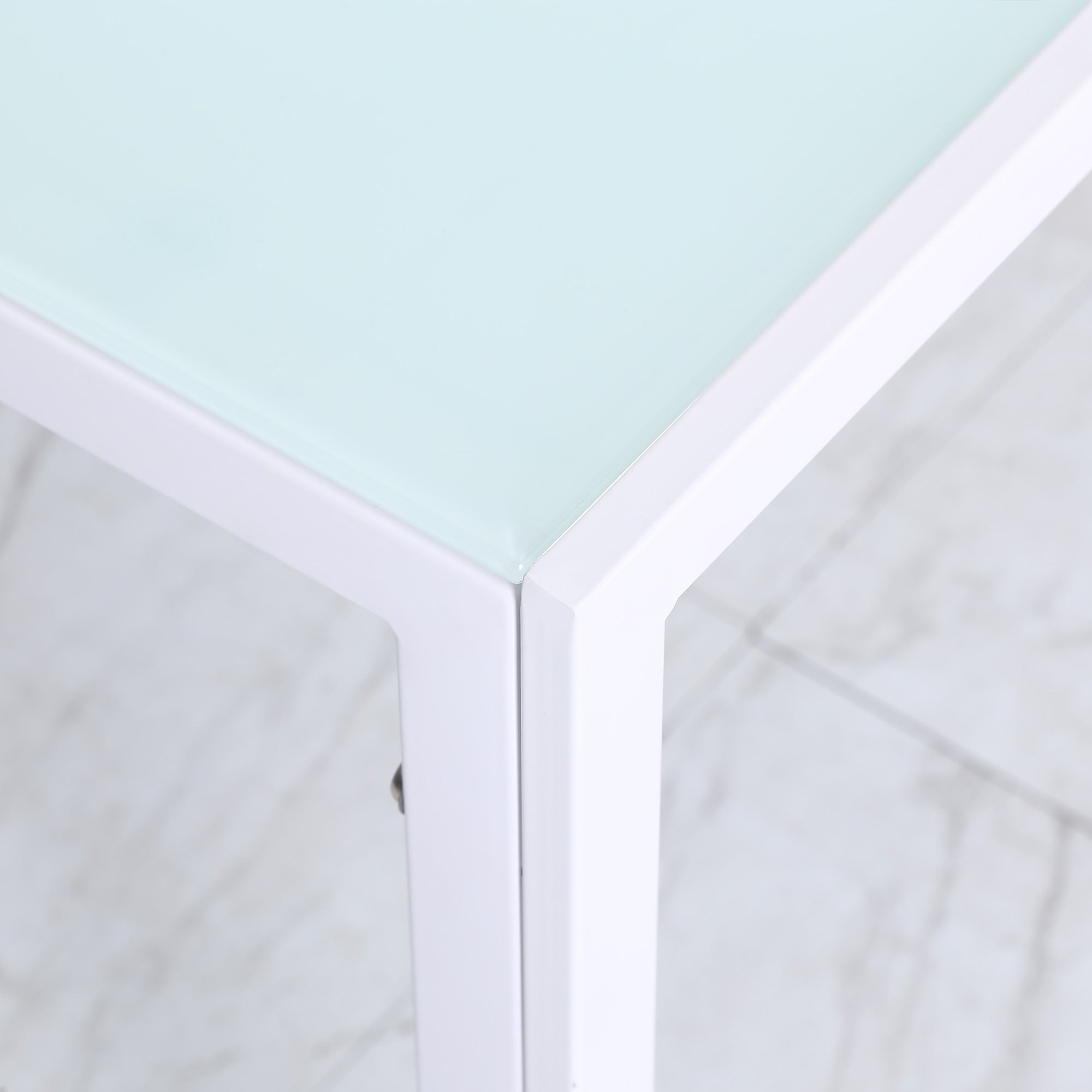 Glass Dining Table Rectangular Table for 4-6 People with Metal Legs Multifunctional for Kitchen Living Room 120x60x75 cm White