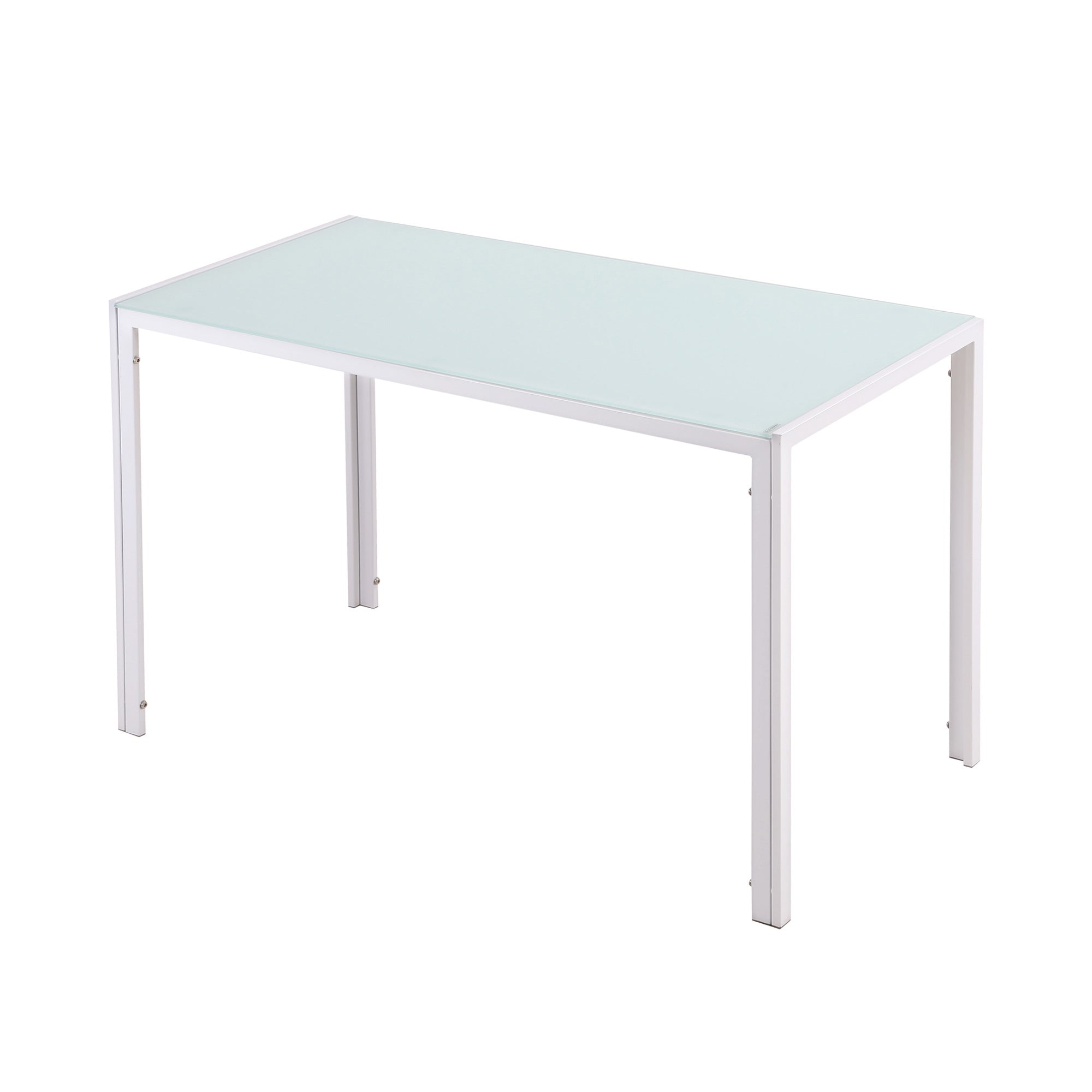 Glass Dining Table Rectangular Table for 4-6 People with Metal Legs Multifunctional for Kitchen Living Room 120x60x75 cm White